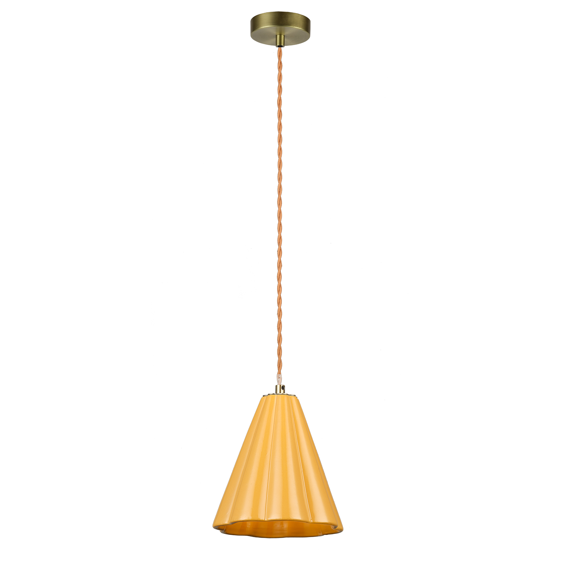 Modern Orange Ceramic Pendant Light - Dimmable LED, Adjustable Height Hanging Lamp