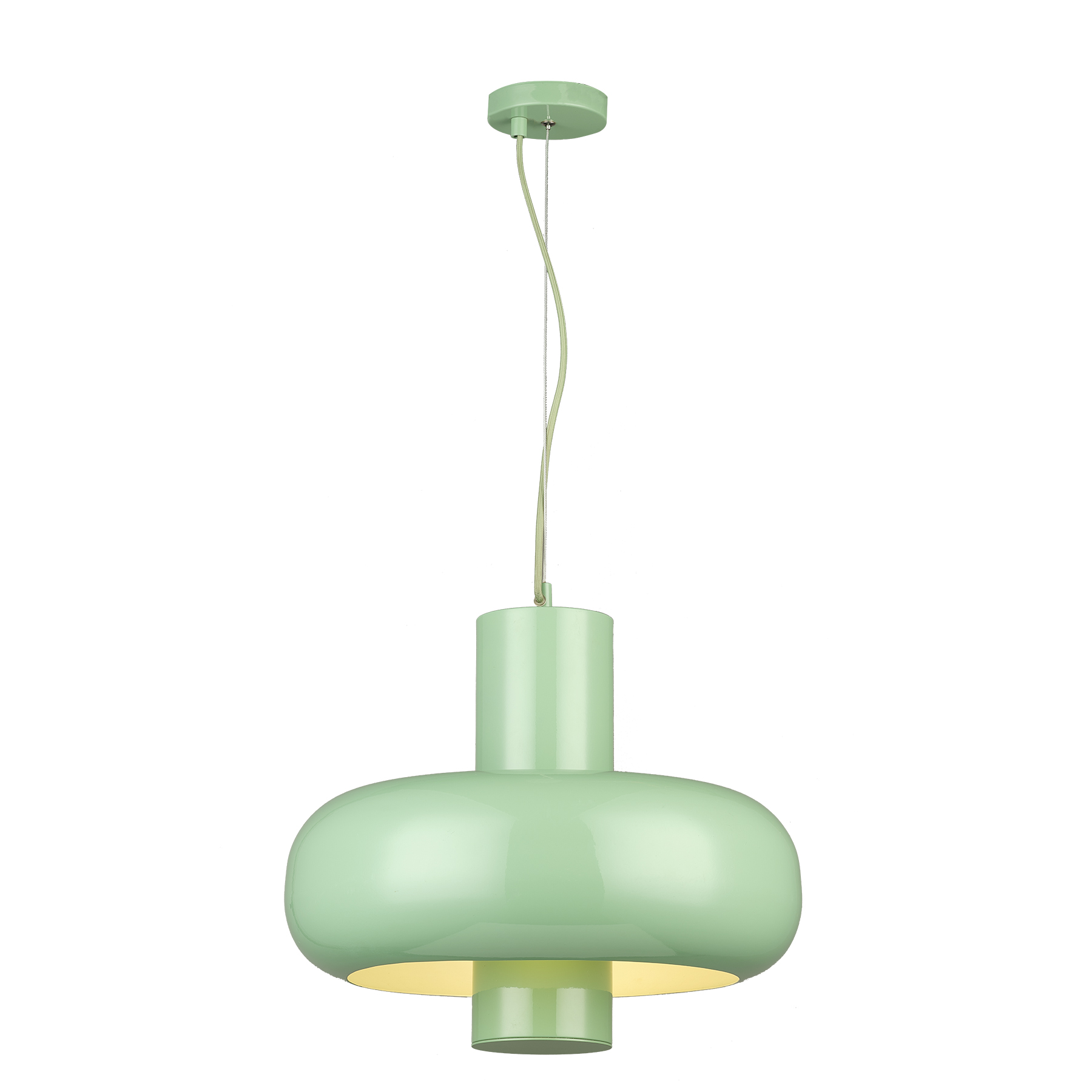 Modern Mint Green Round Metal Pendant Light - Dimmable LED, Adjustable Hanging Ceiling Lamp