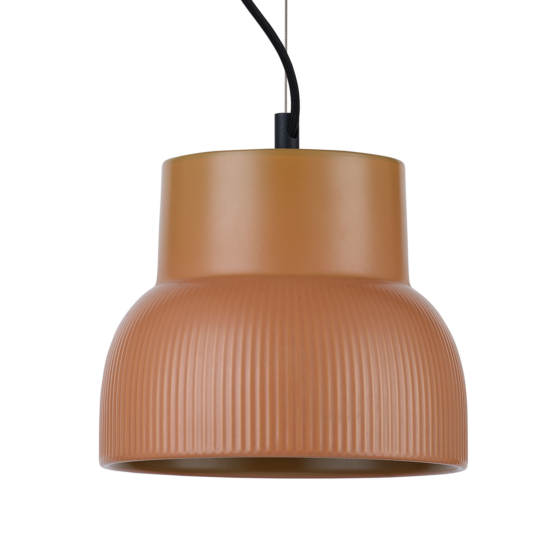 Modern Ribbed Ceramic Pendant Light with Matte Black Finish