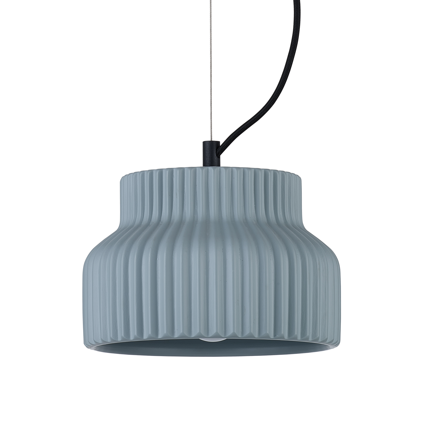 Nordic Light Blue Ribbed Pendant Light with Adjustable Cord