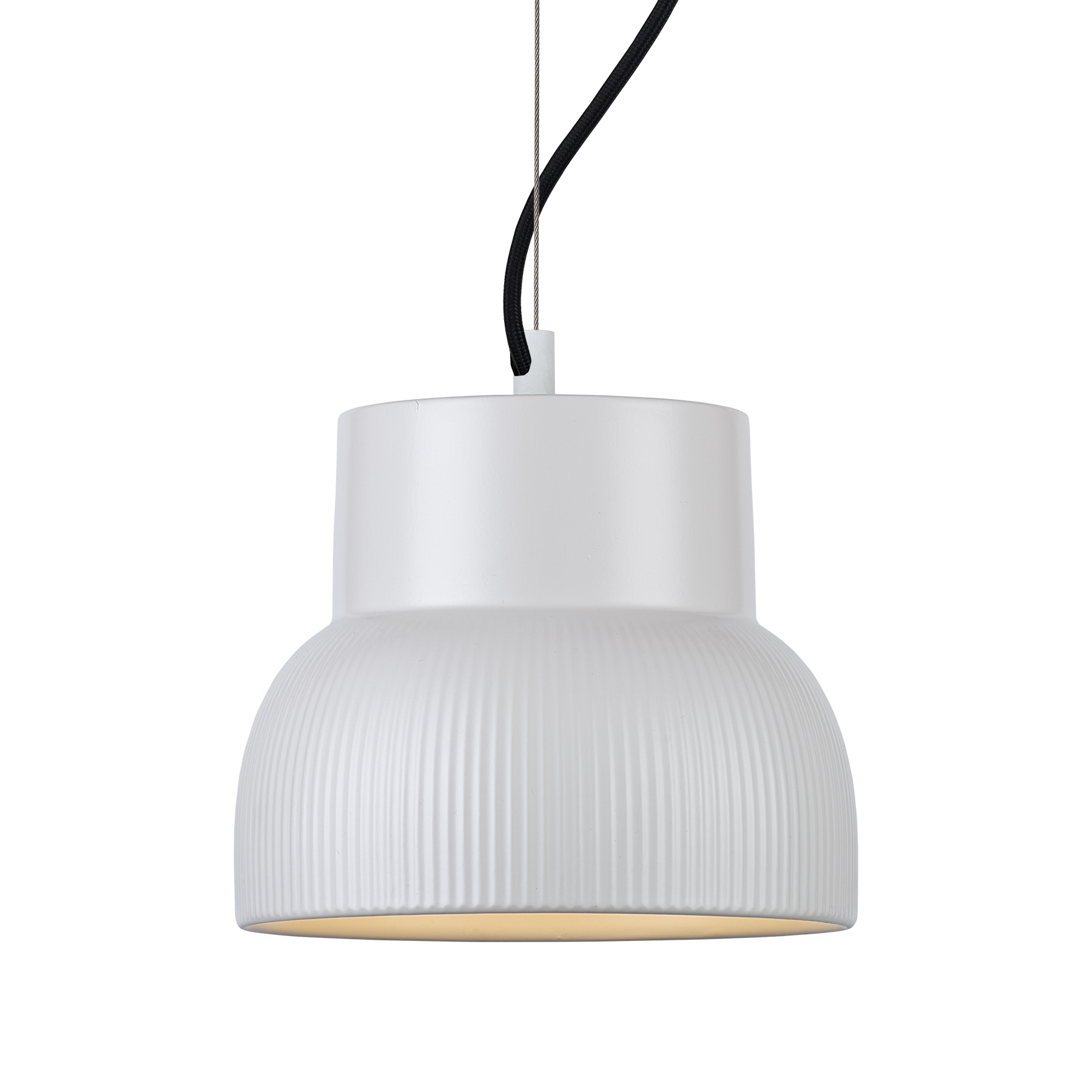 Modern White Ribbed Pendant Light with Adjustable Cable