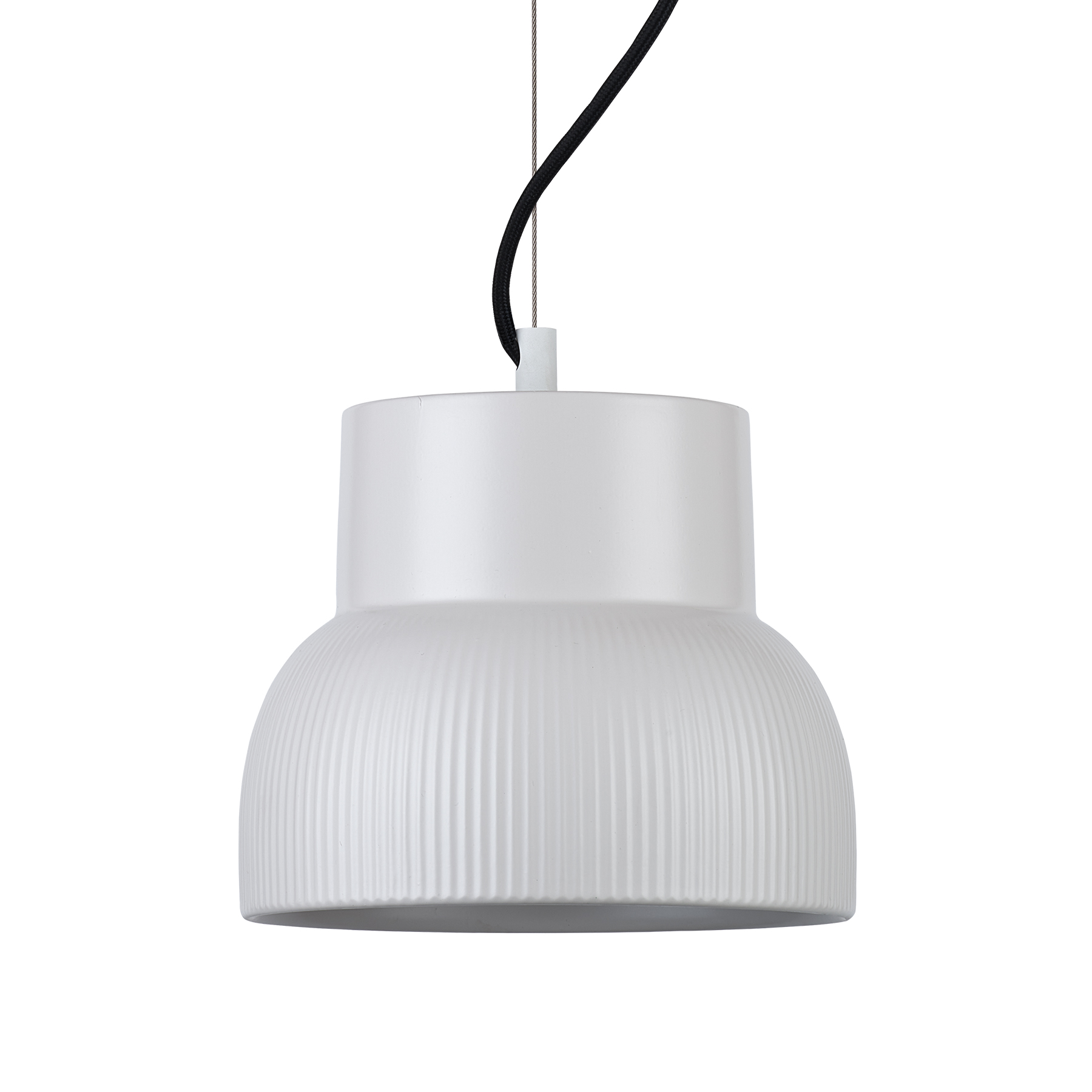 Modern White Ribbed Pendant Light with Adjustable Cable
