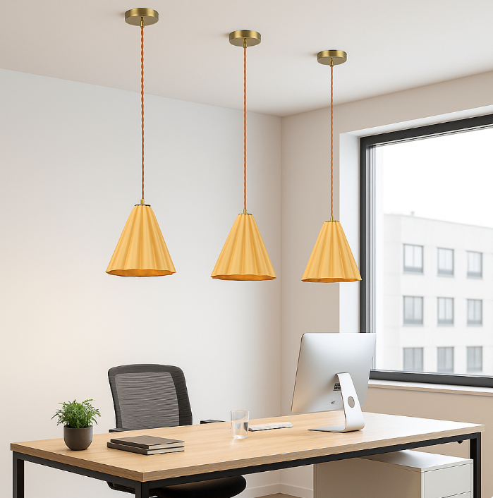 Modern Orange Ceramic Pendant Light - Dimmable LED, Adjustable Height Hanging Lamp