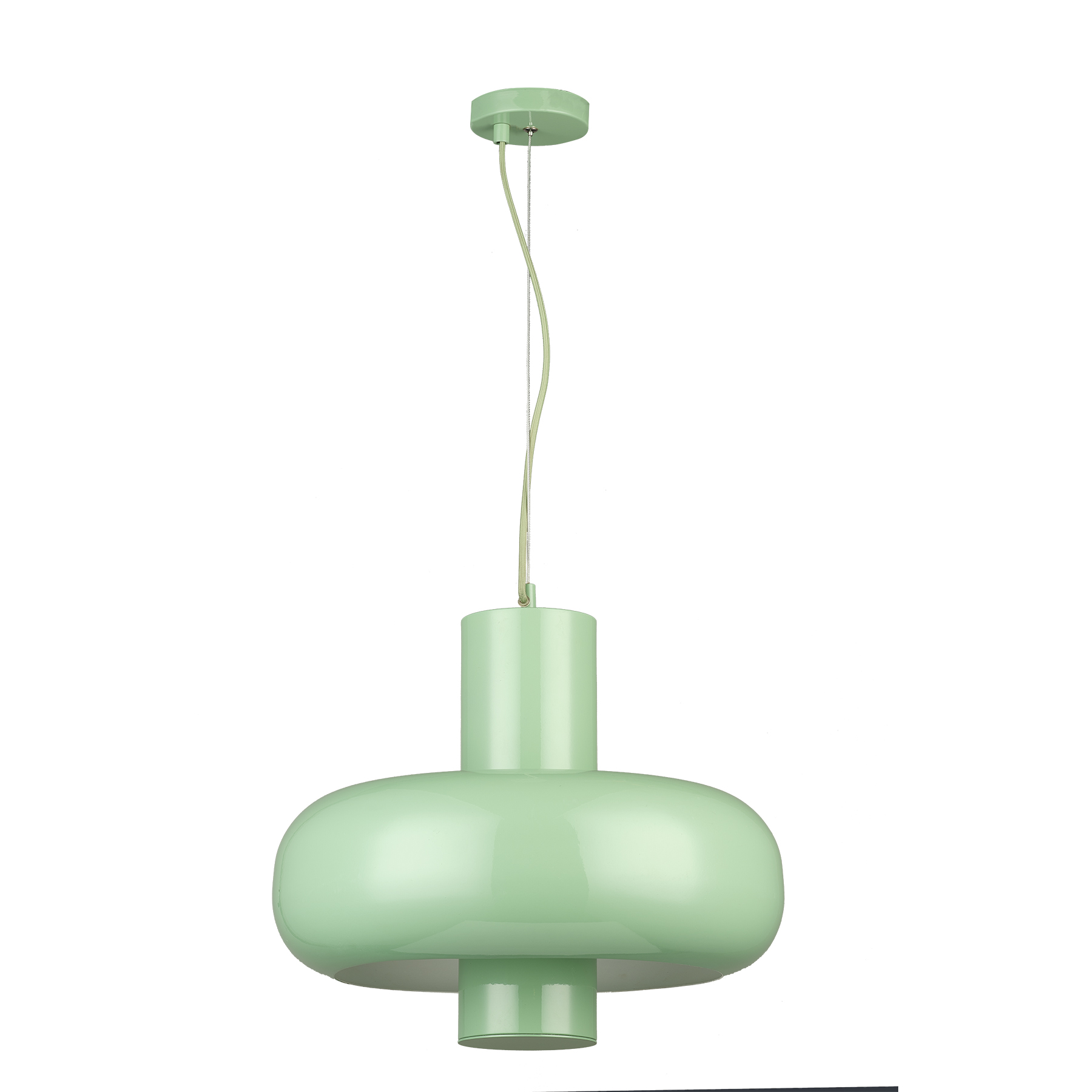 Modern Mint Green Round Metal Pendant Light - Dimmable LED, Adjustable Hanging Ceiling Lamp