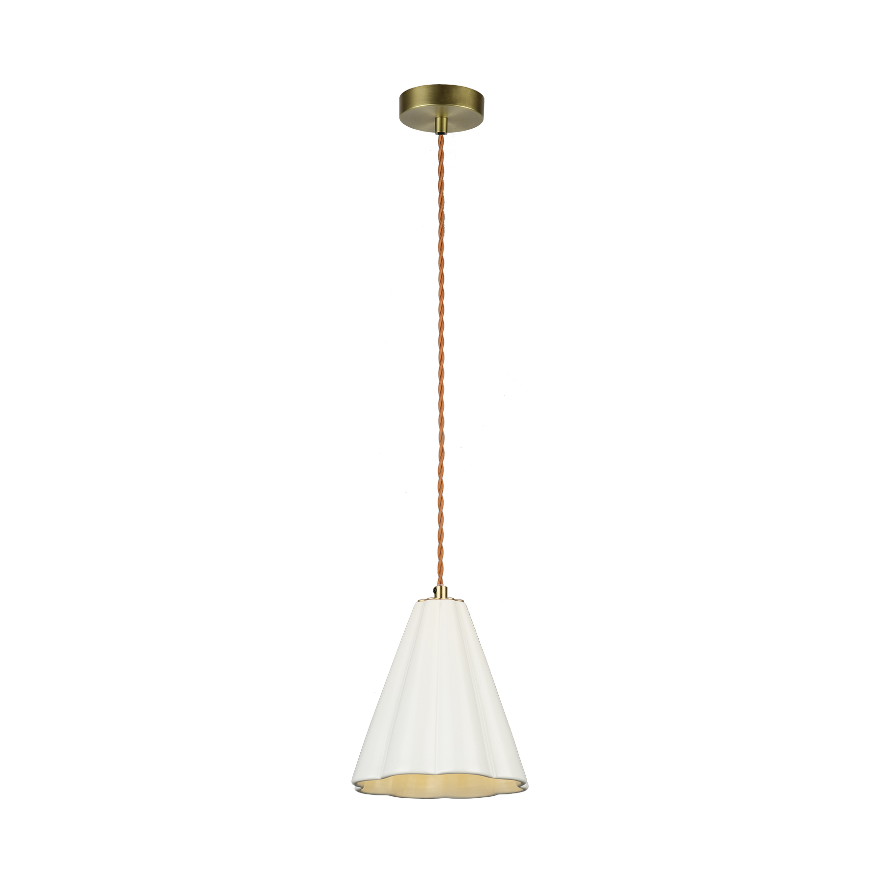 White Ceramic Pendant Light - Adjustable Height, Dimmable LED Modern Hanging Lamp