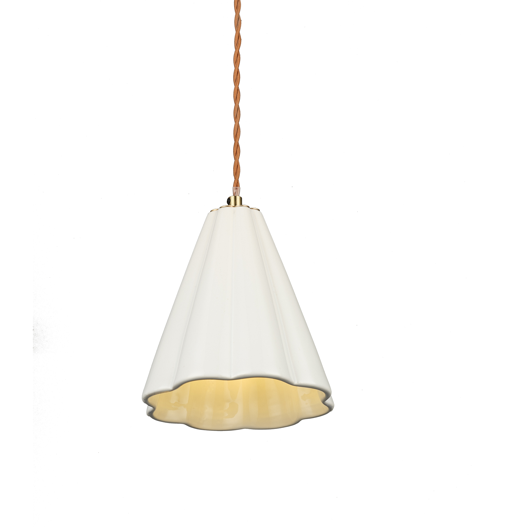 White Ceramic Pendant Light - Adjustable Height, Dimmable LED Modern Hanging Lamp