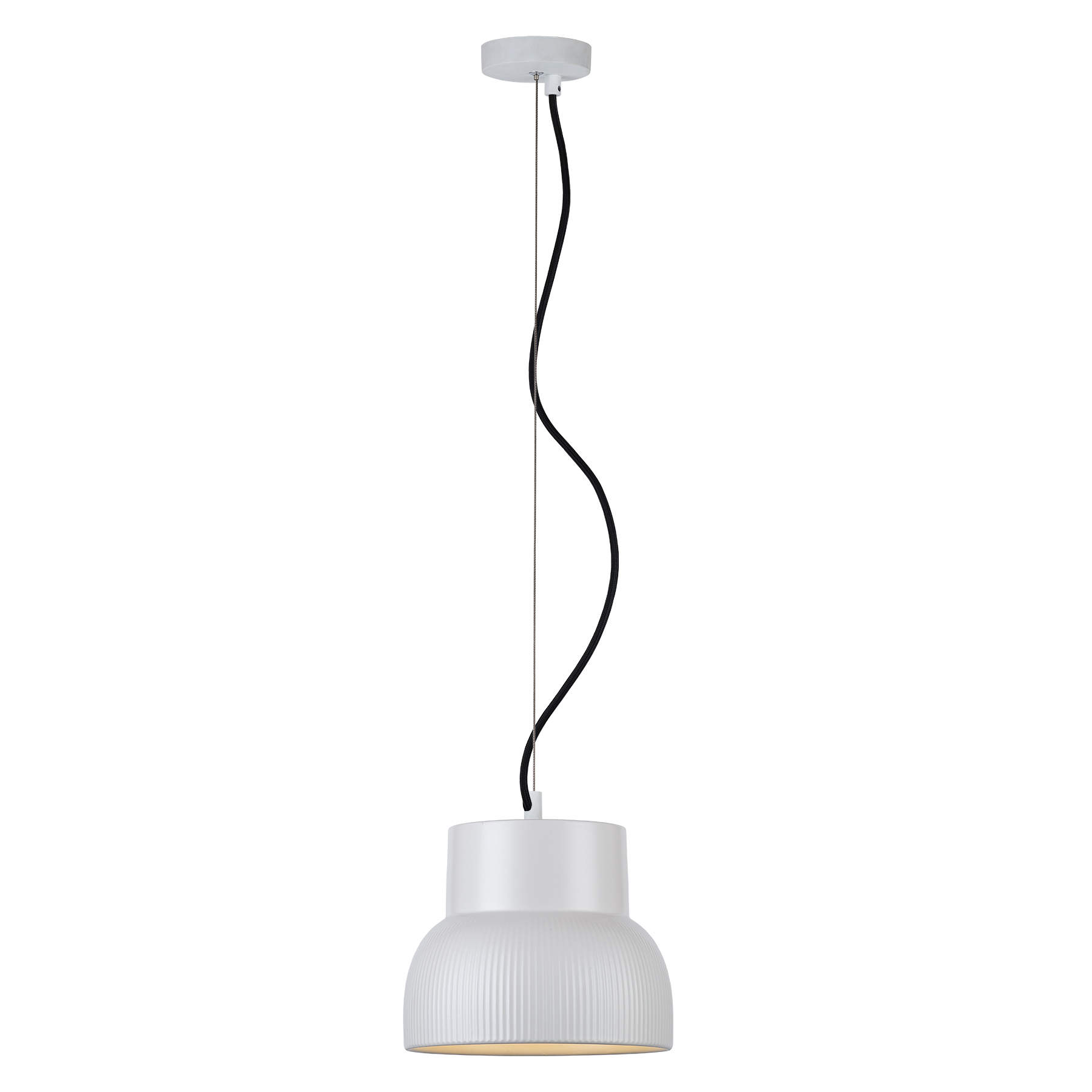 Modern White Ribbed Pendant Light with Adjustable Cable