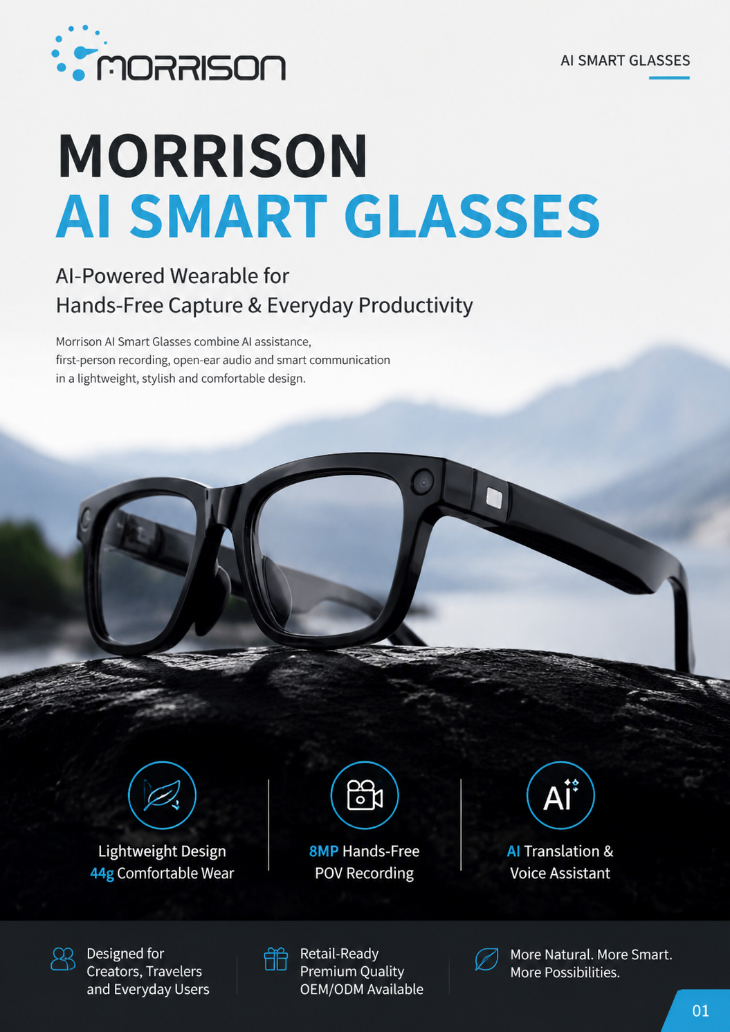 Morrison Bluetooth HD POV Video Shooting Vlog AI Smart Glasses