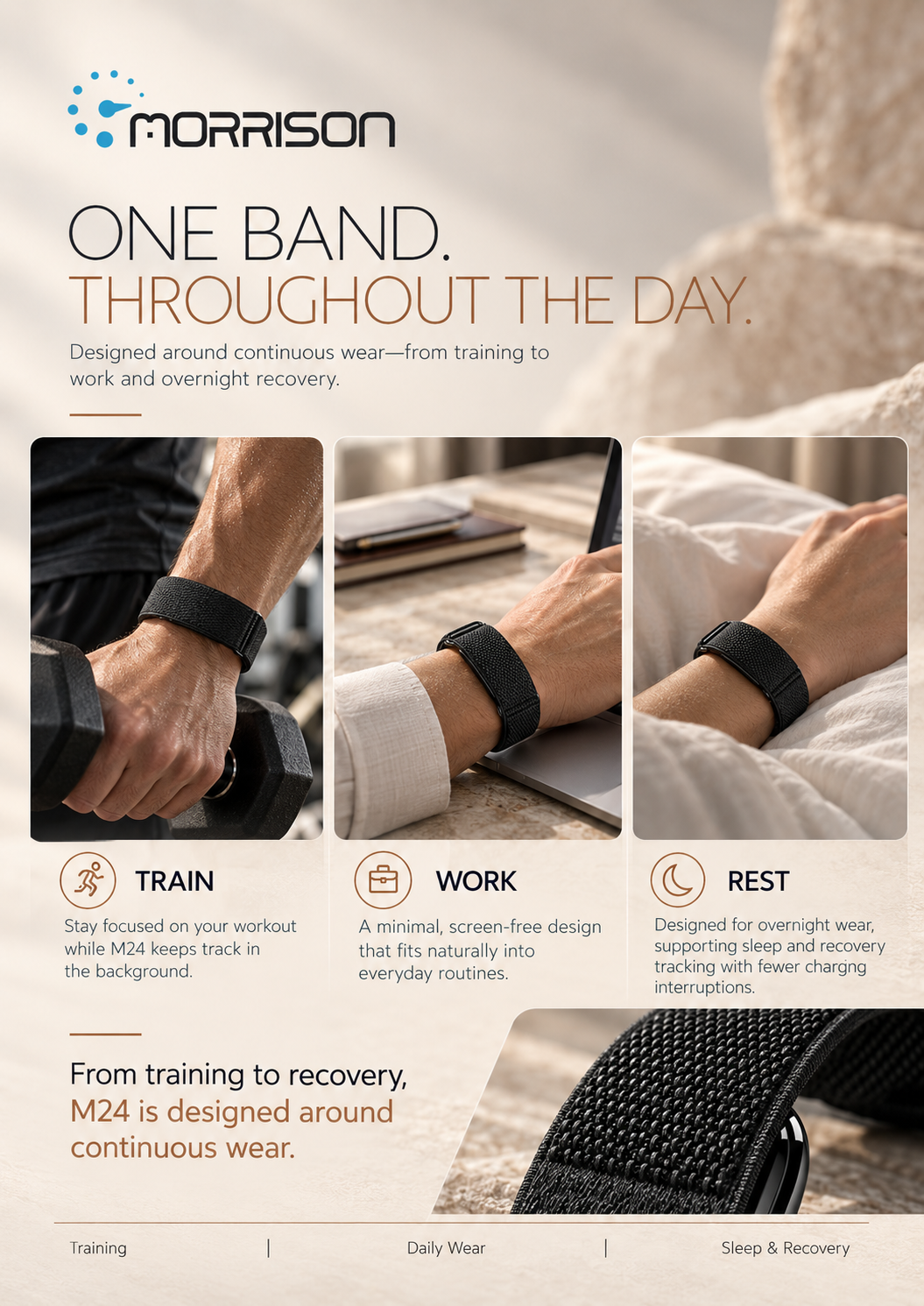 Morrison M24 Screenless Fitness Tracker with 24/7 Health Monitoring, BLE 6.0 & 20-25 Day Battery