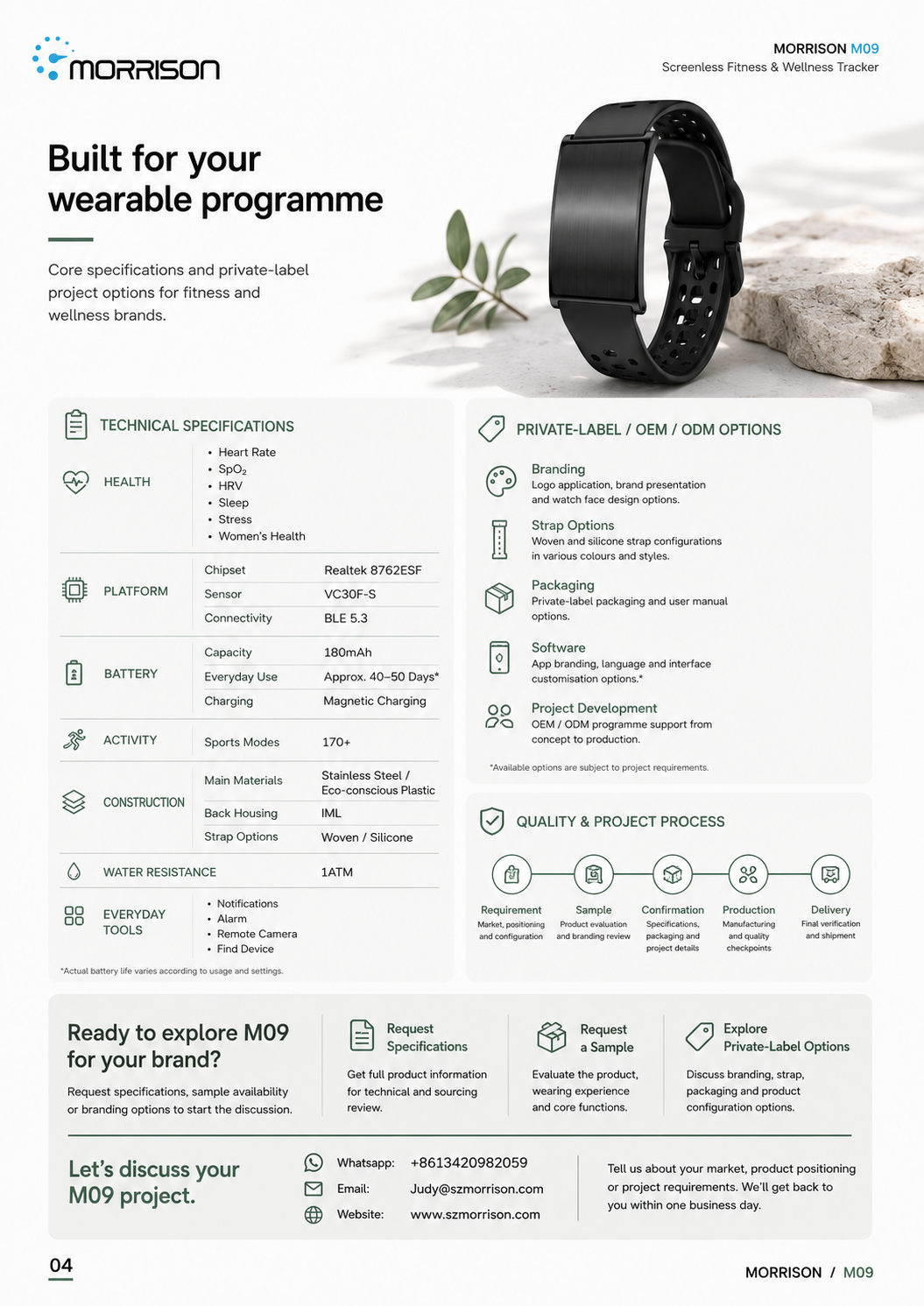 Morrison M09 24/7 Health Monitoring Screenless Fitness Tracker with BLE 5.3, 170+ Sports Modes & 40–50 Day Battery