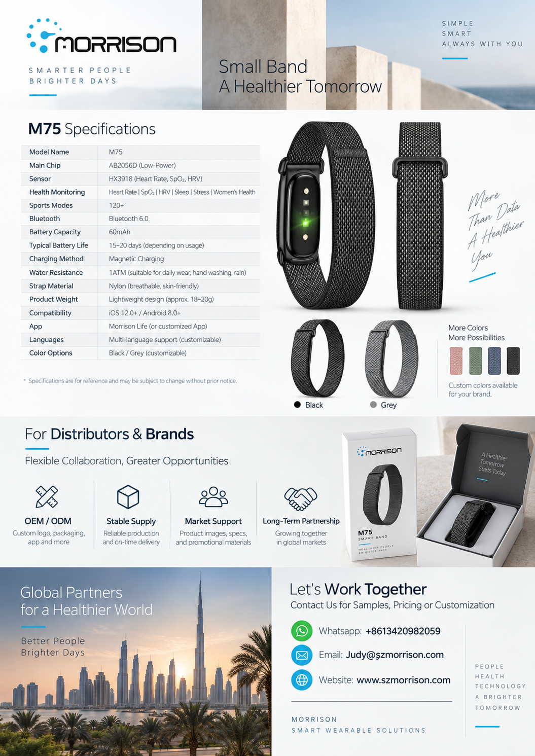 Morrison M75 Screenless Fitness Tracker with 24/7 Health Monitoring, BLE 6.0 & 15-20 Day Battery