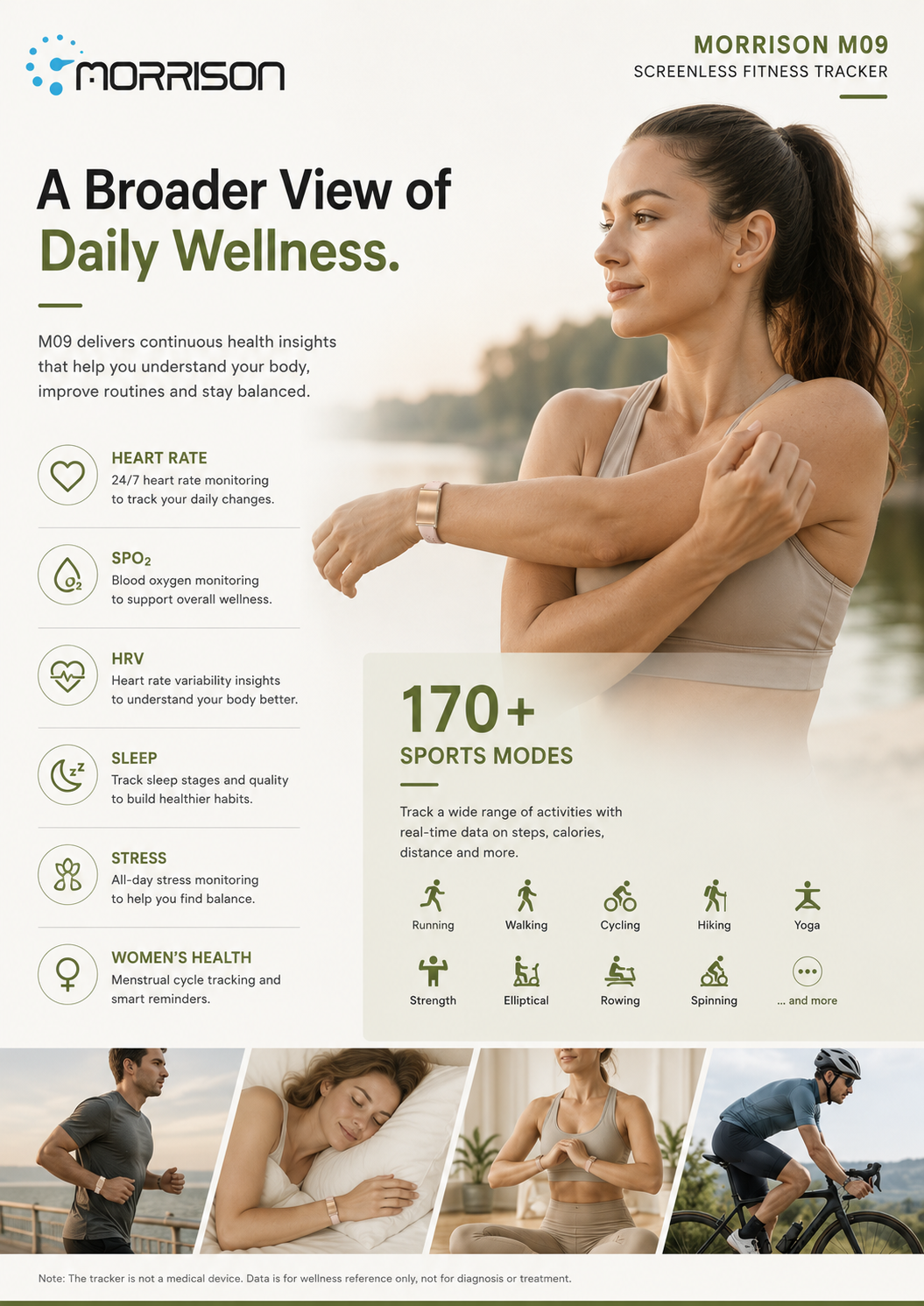 Morrison M09 Screenless Fitness Tracker with 24/7 Health Monitoring, BLE 5.3 & 40-50 Day Battery