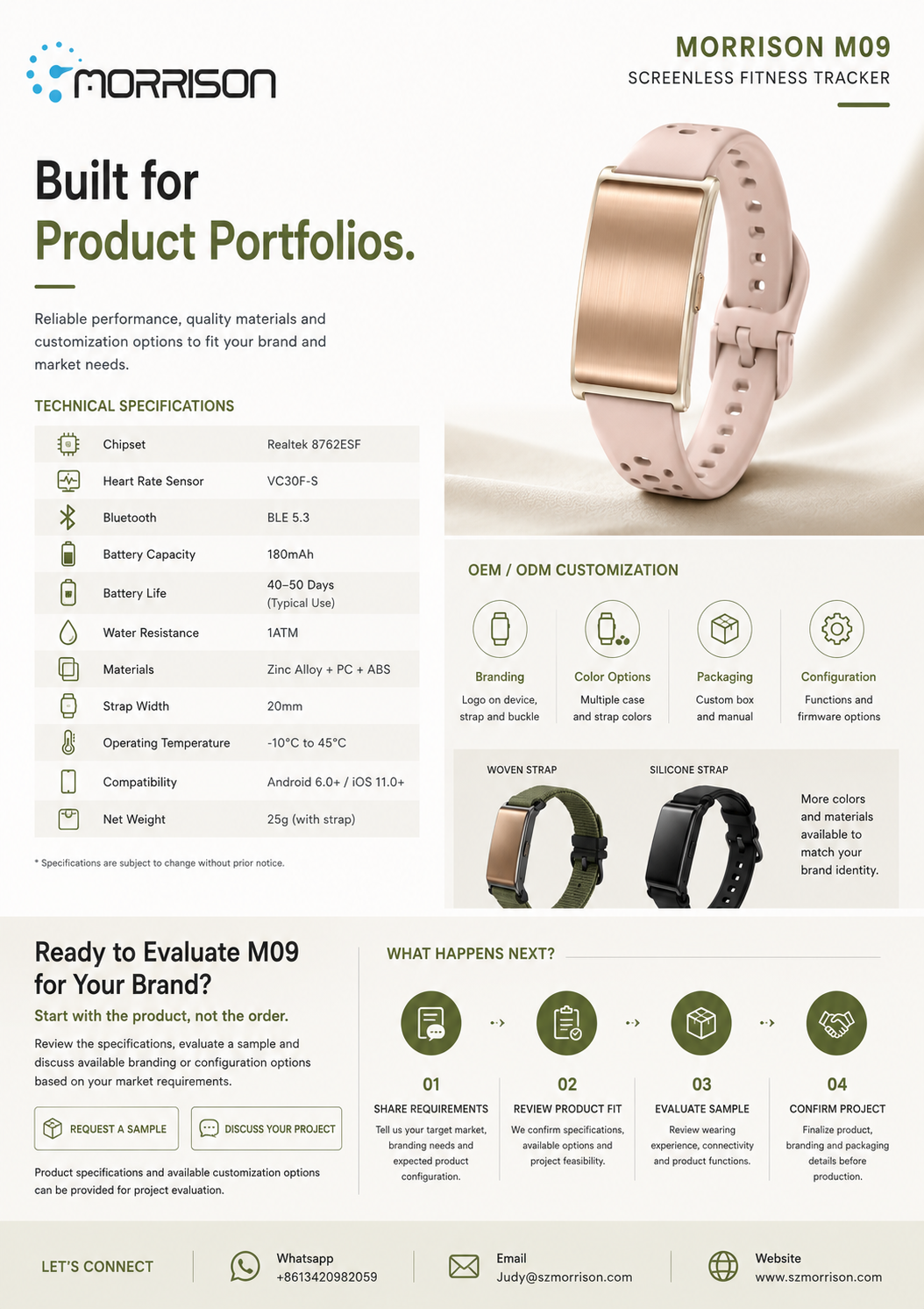 Morrison M09 Screenless Fitness Tracker with 24/7 Health Monitoring, BLE 5.3 & 40-50 Day Battery