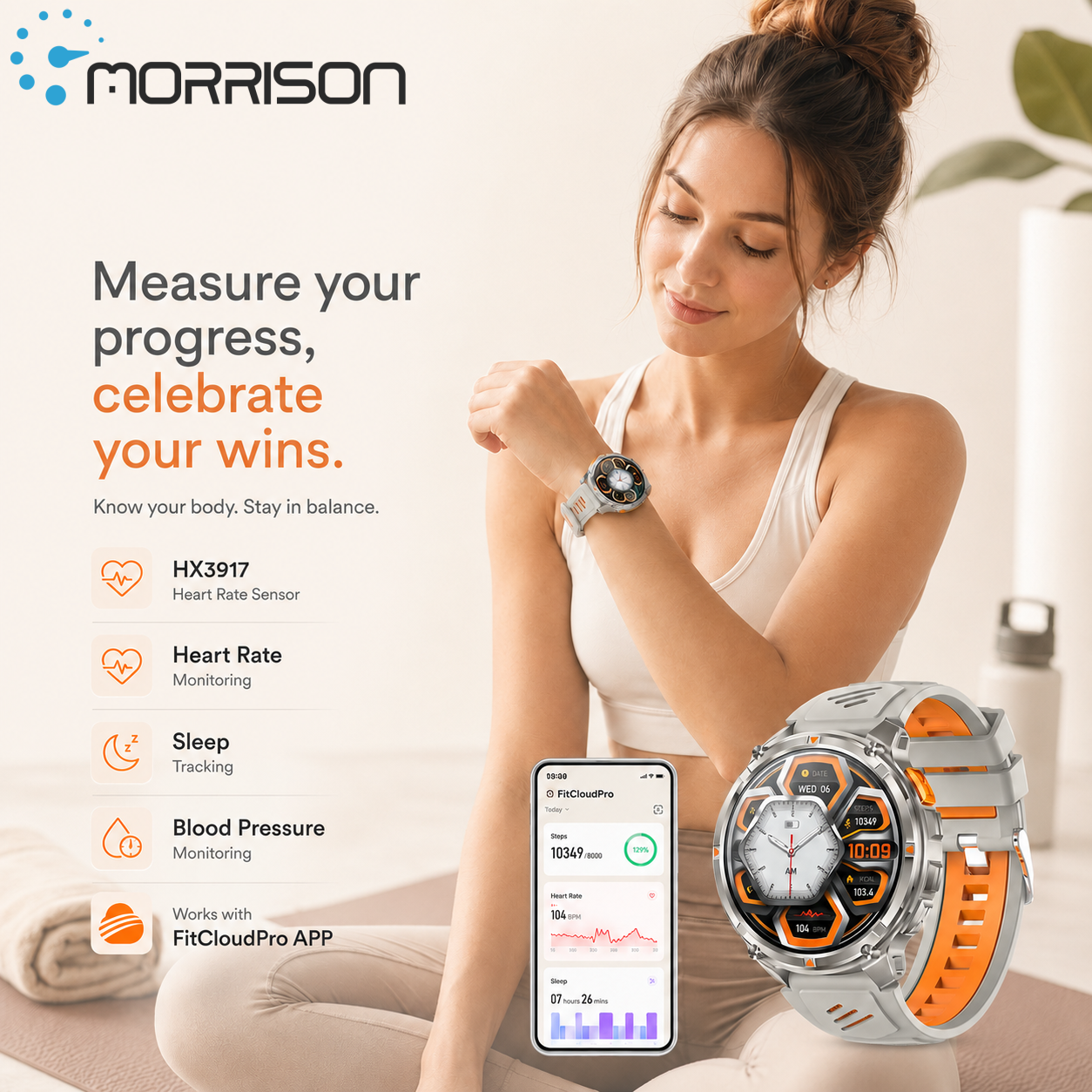 Morrison IP68 Elegant Luxury Smart Watch with 1.7 Inch HD Display