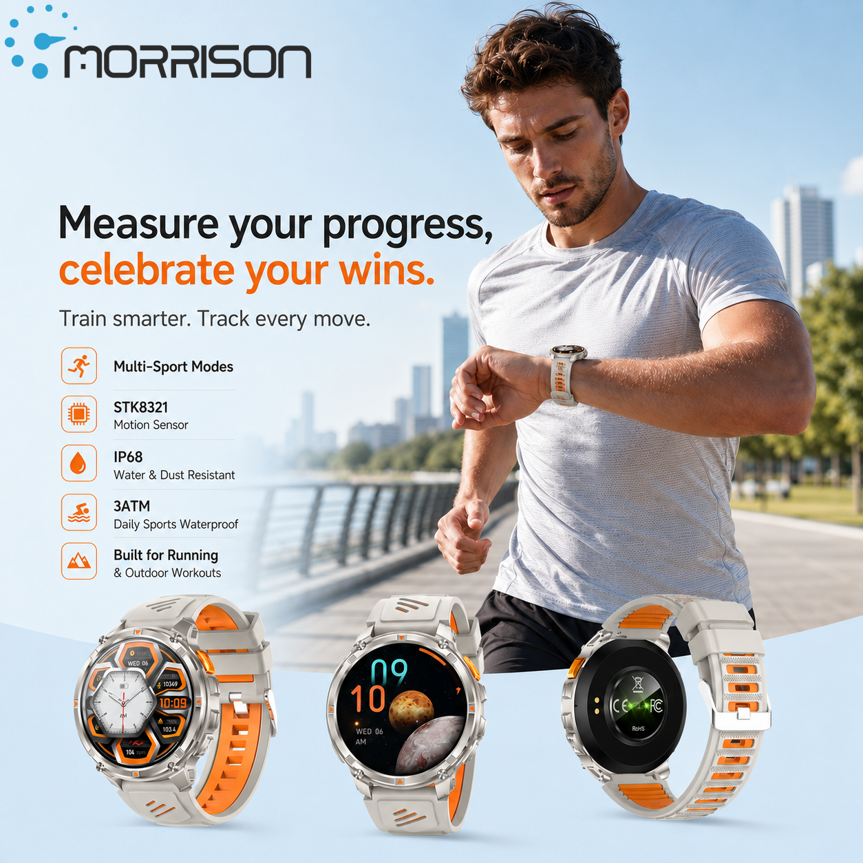 Morrison IP68 Elegant Luxury Smart Watch with 1.7 Inch HD Display