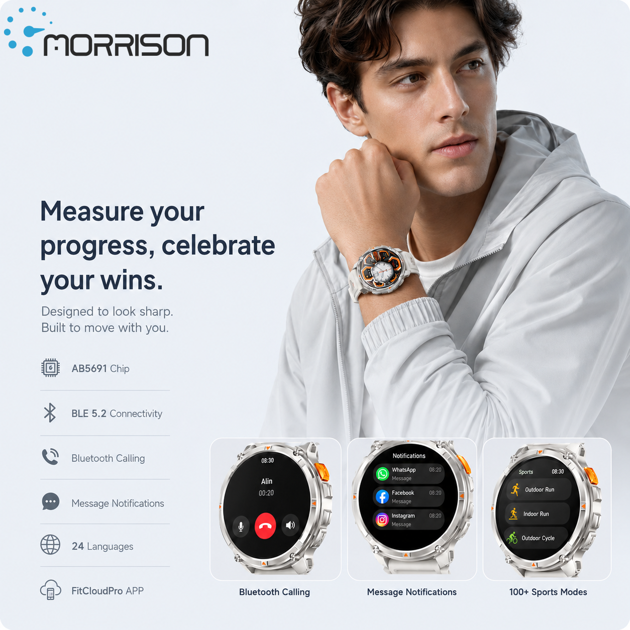 Morrison IP68 Elegant Luxury Smart Watch with 1.7 Inch HD Display