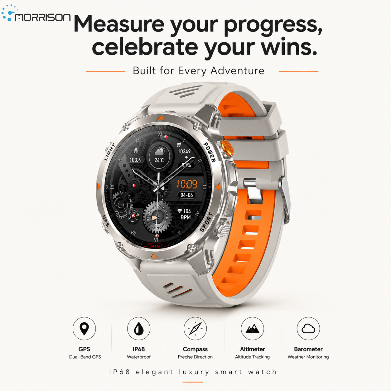 Morrison IP68 Elegant Luxury Smart Watch GPS Outdoor Sports Bluetooth Calling Fitness Tracker