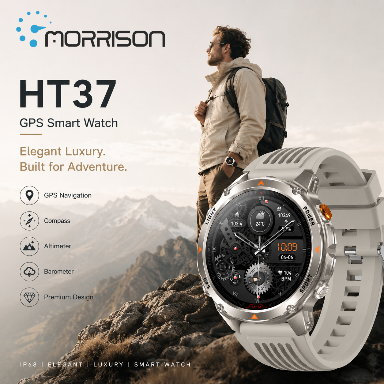 Morrison IP68 Elegant Luxury Smart Watch GPS Outdoor Sports Bluetooth Calling Fitness Tracker