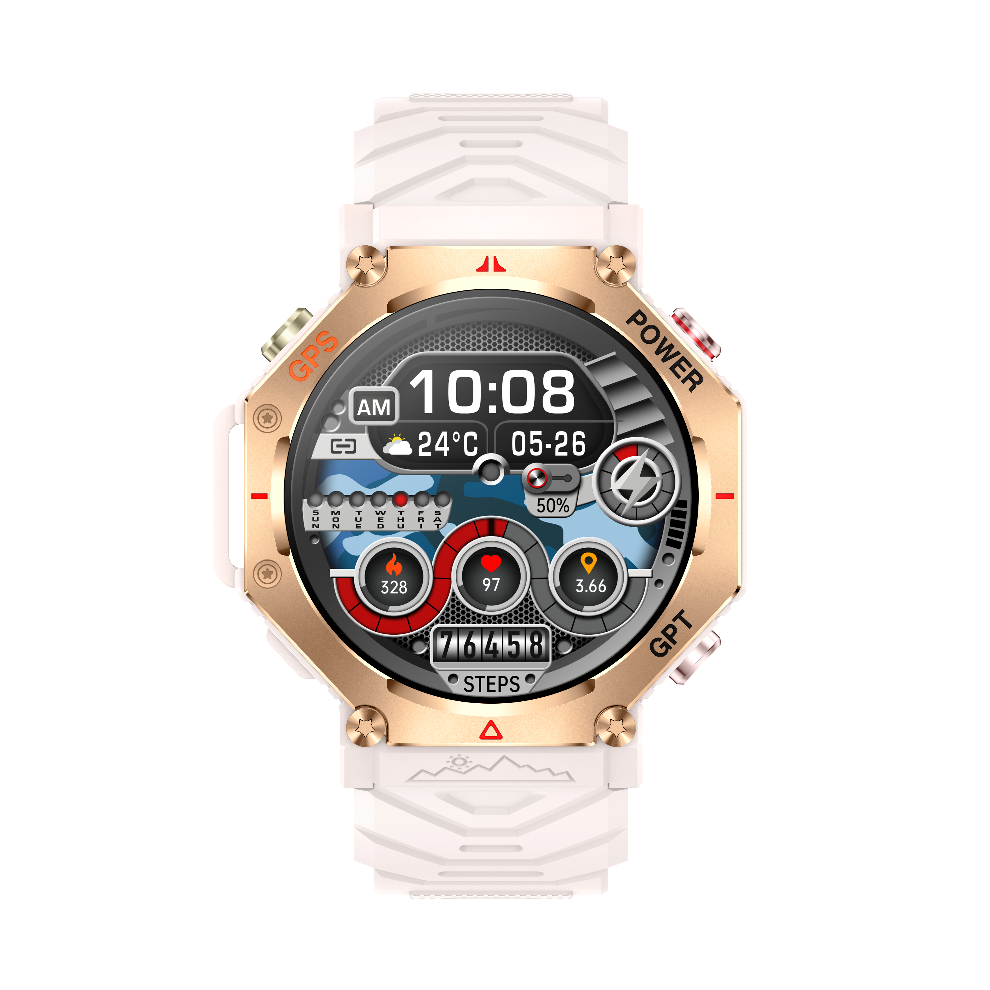 Men’s Outdoor AI GPS Smart Watch with Flashlight, AMOLED Display, ChatGPT & Call Function