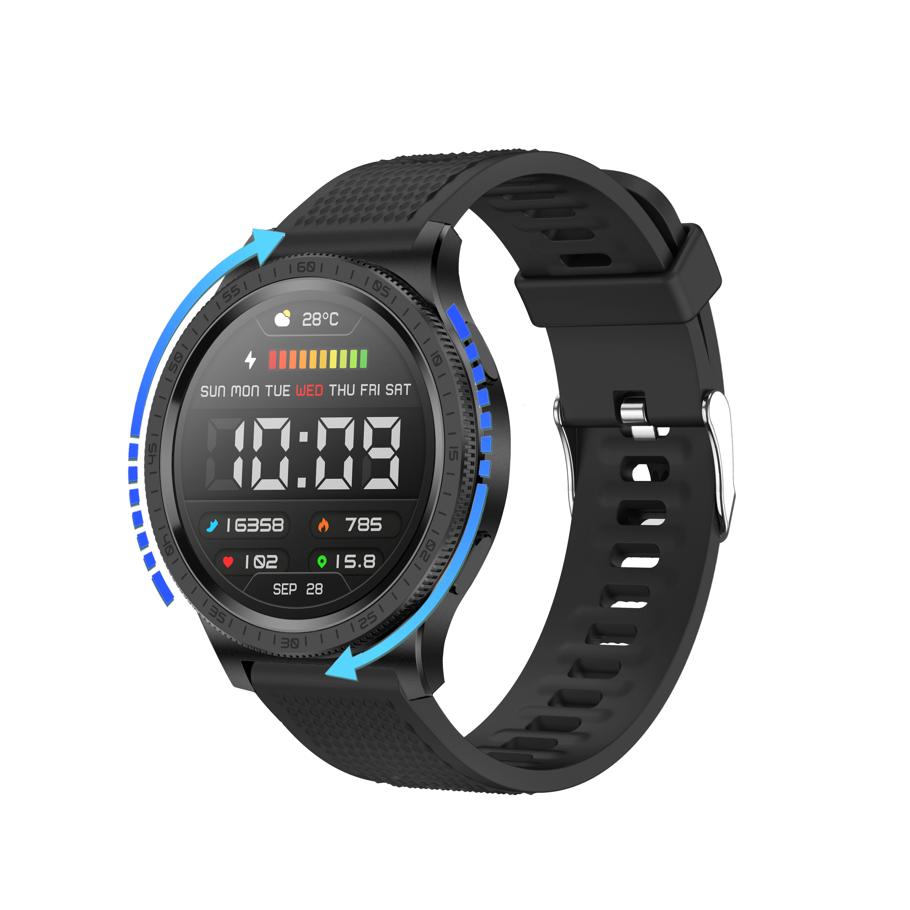 Luxury Men's Smart Business Watch with AMOLED Display & Rotating Bezel