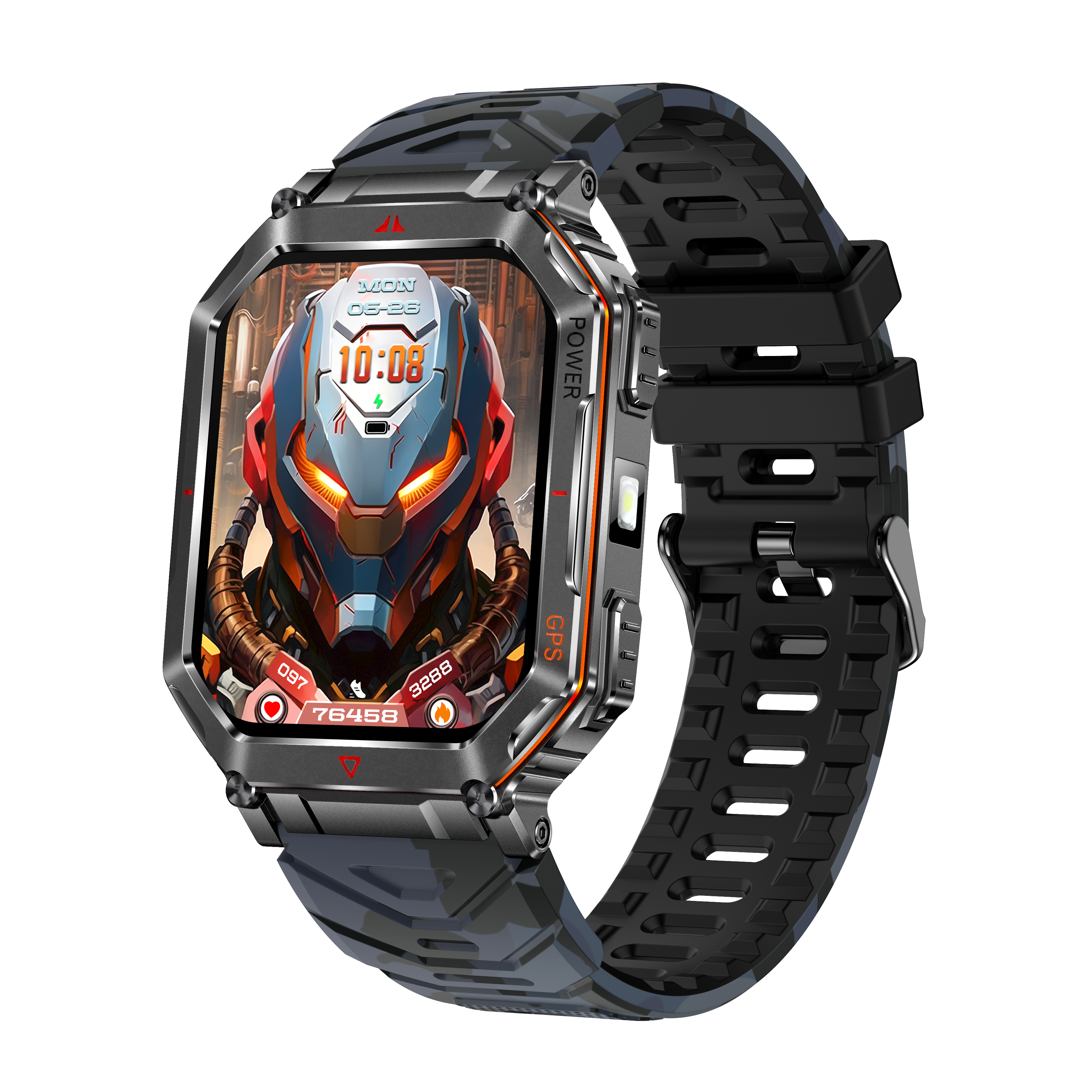 2.01'' Outdoor Men’s AI GPS Smart Watch with Bluetooth Calling, Altimeter, Compass & 107+ Sports Modes