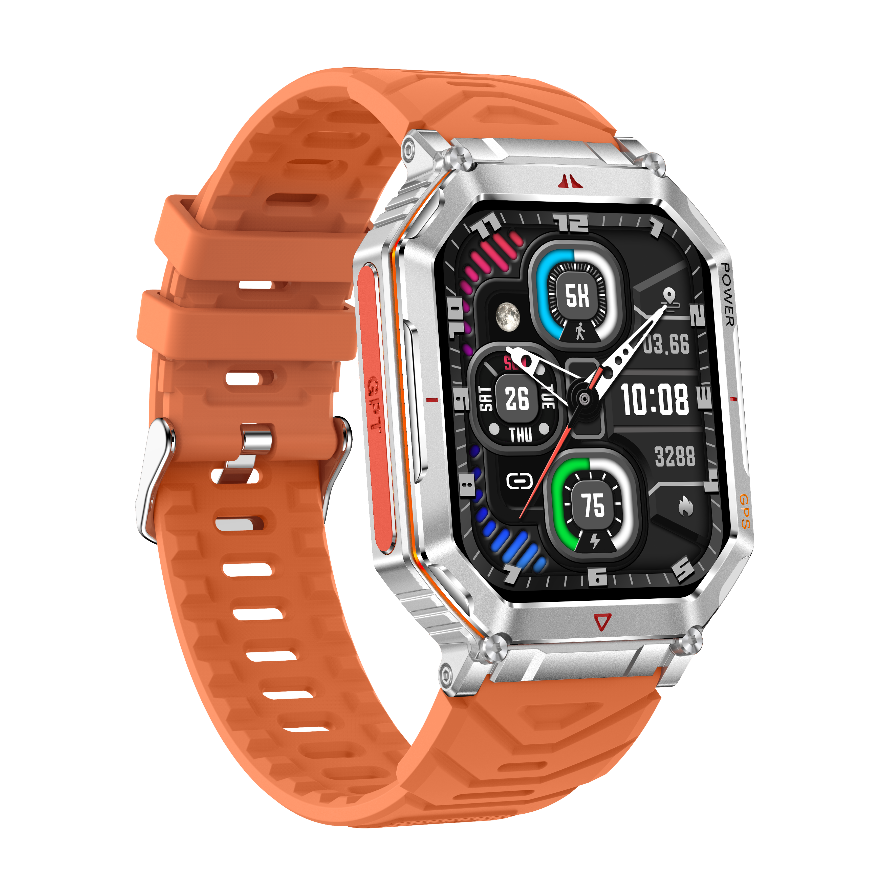 Men's Outdoor GPS Smartwatch with AI Assistant, 107+ Sports Modes, and Rugged Design