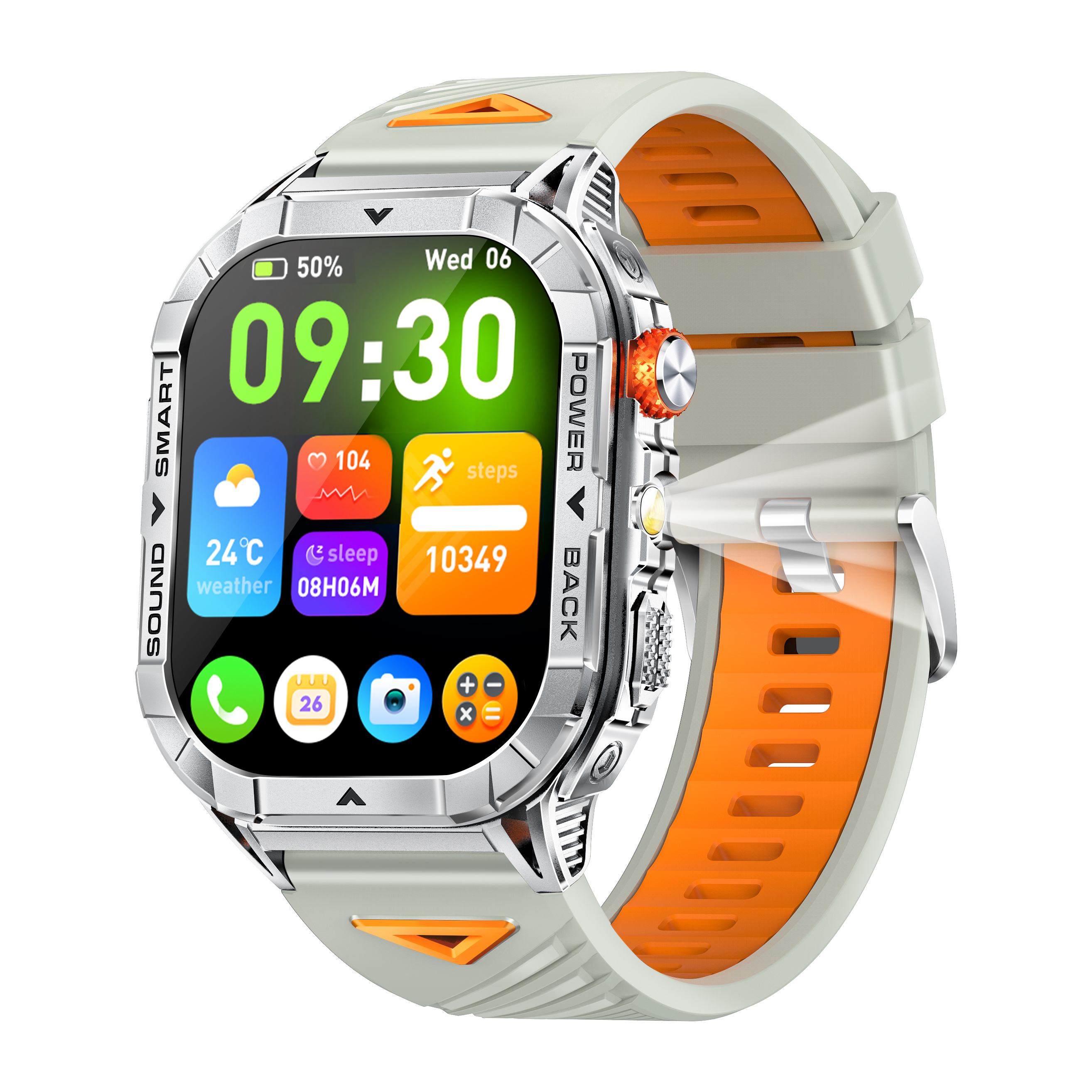 2.13'' Rugged Outdoor AMOLED Smartwatch for Men with Call, Flashlight, Health Monitor, 100+ Sports Modes