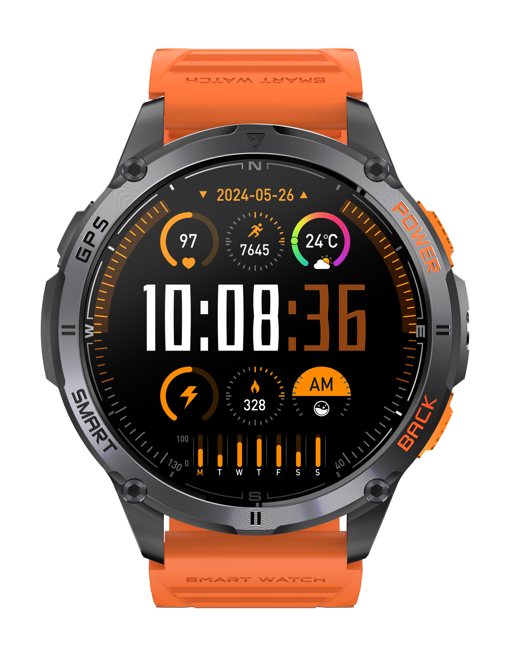 Rugged AMOLED Outdoor GPS Smartwatch with Multi-System Positioning & Flashlight