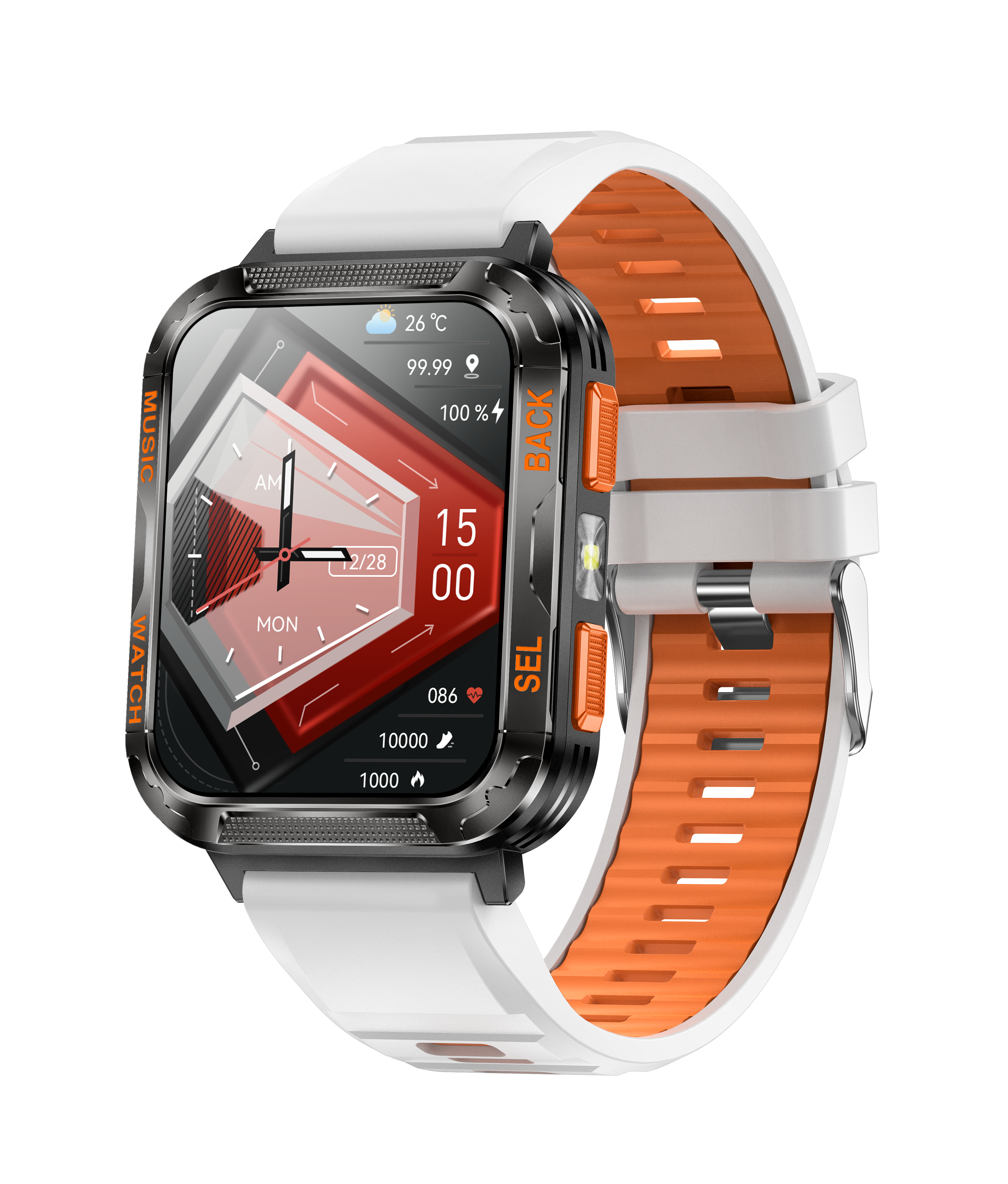 Outdoor Music Smartwatch with Flashlight, Bluetooth, and Health Monitoring