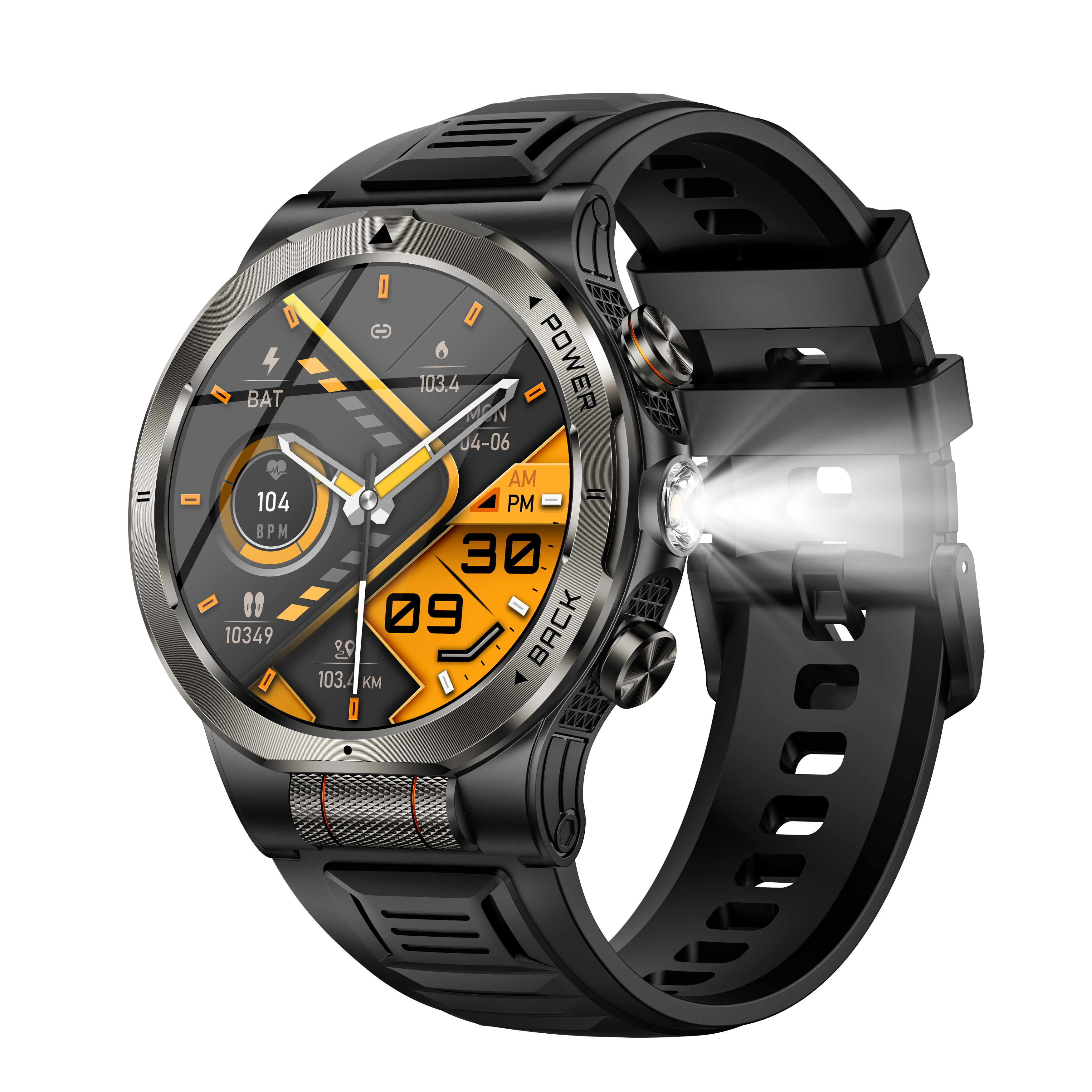 Morrison IP68 Waterproof Luxury Outdoor Sports AMOLED Smart Watch with Bluetooth Call & Flashlight