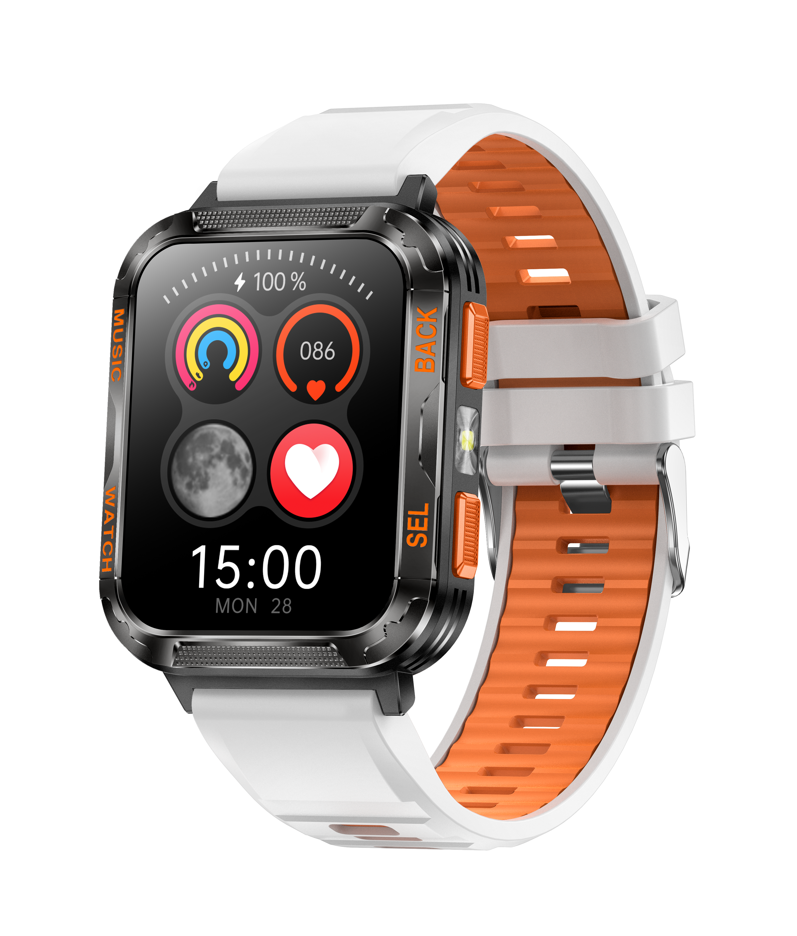 Outdoor Music Smartwatch with Flashlight, Bluetooth, and Health Monitoring