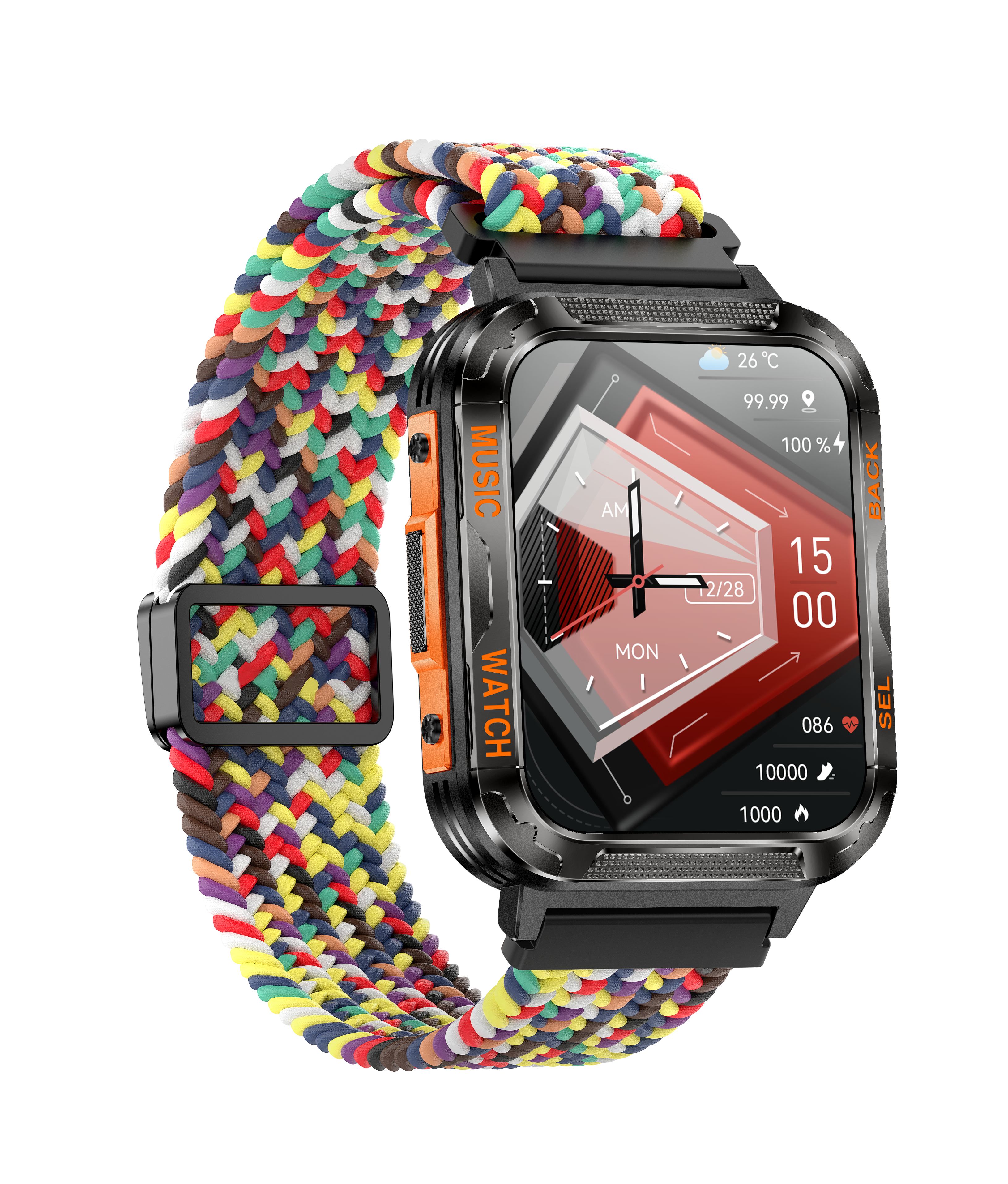 Outdoor Sports Smartwatch with Music Playback and Health Monitoring