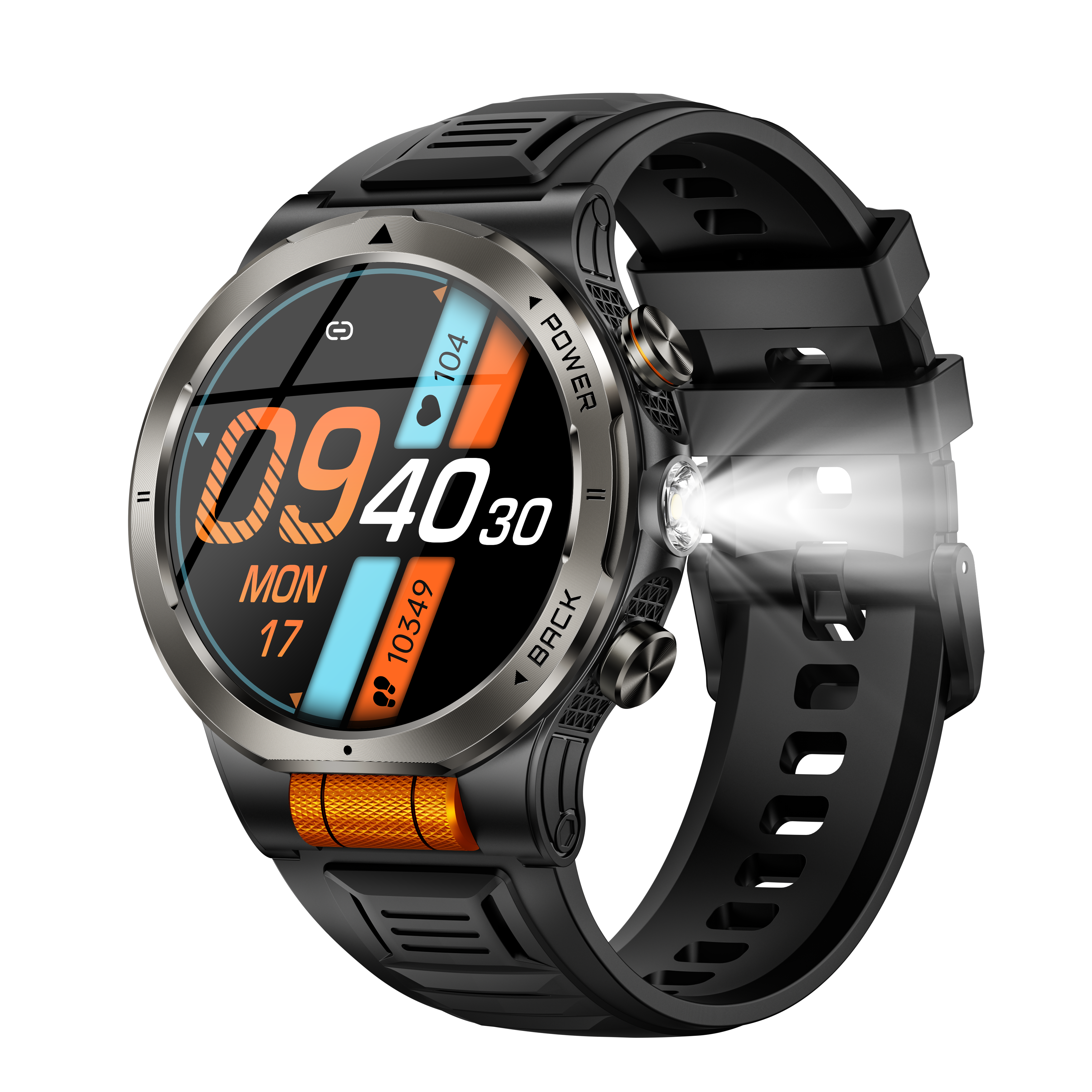 Morrison Luxury Outdoor AMOLED Smart Watch with Flashlight Bluetooth Call 1100mAh Battery IP68 Waterproof