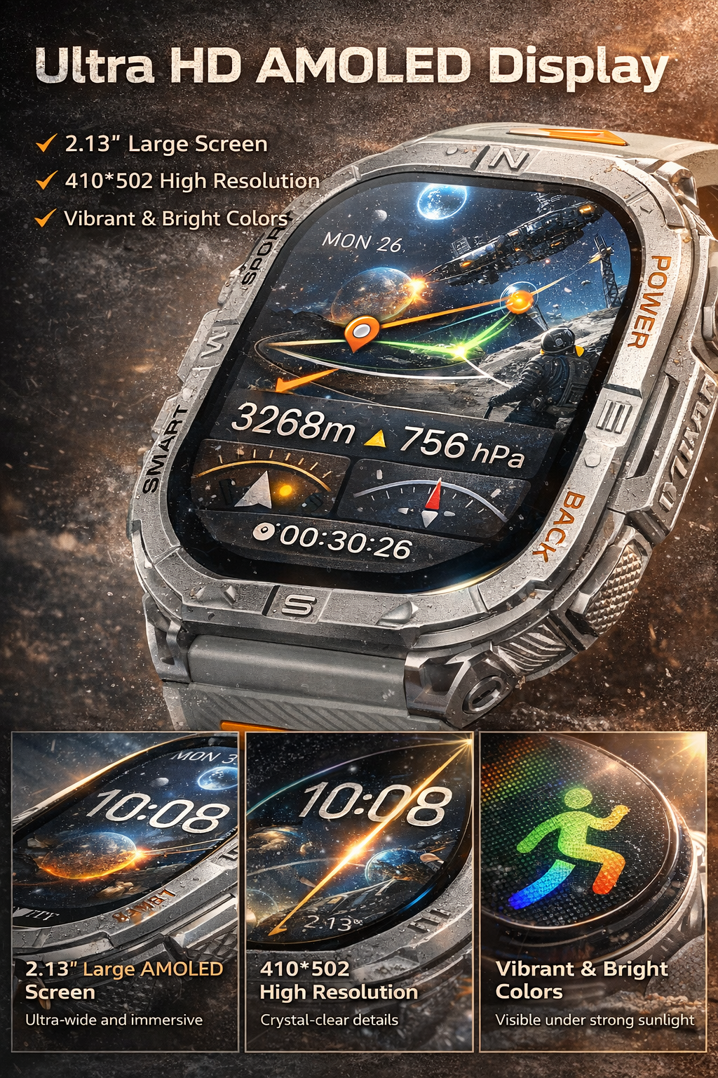 Morrison Luxury Outdoor Dual-Band GPS Smart Watch 2.13