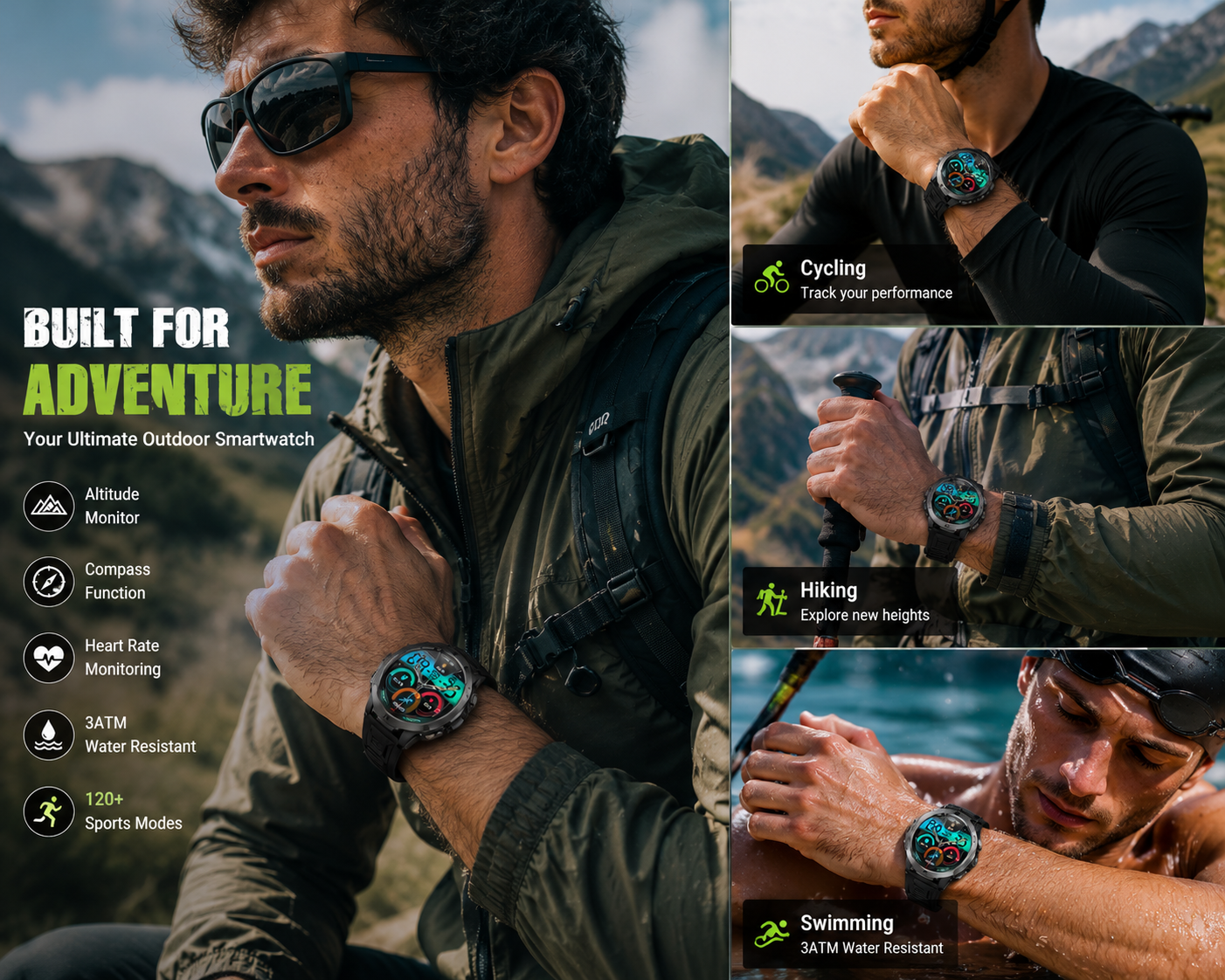 Morrison Luxury Outdoor Sports Smart Watch with Roller Button & Flashlight