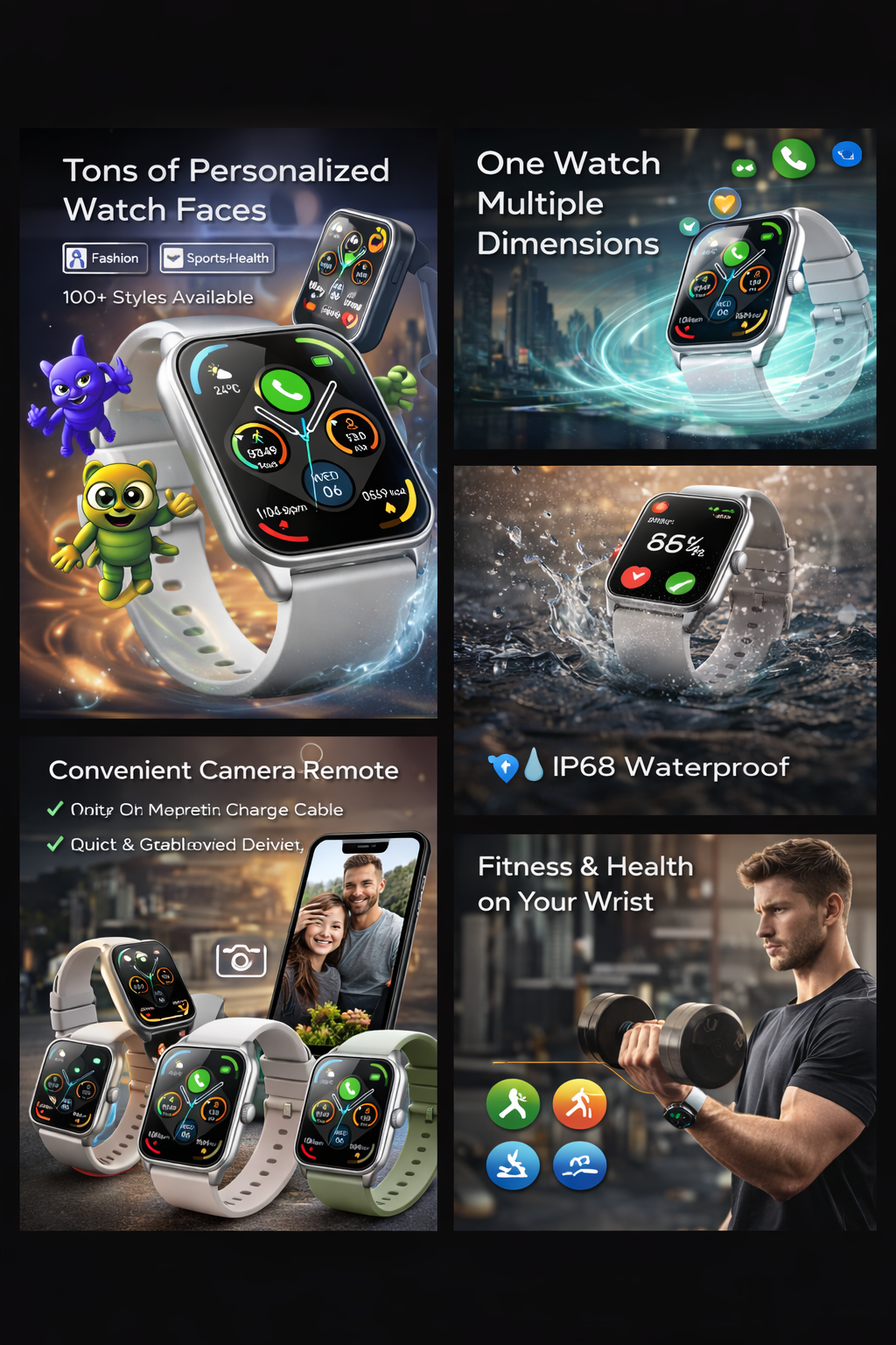 Morrison IP68 Waterproof Fashion Sports Smart Watch 1.83'' Bluetooth Call Fitness Tracker