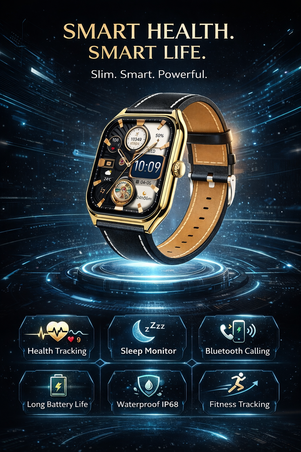 Morrison Luxury Curved AMOLED Smart Watch 1.96'' IP68 Waterproof Bluetooth Call Fitness Tracker