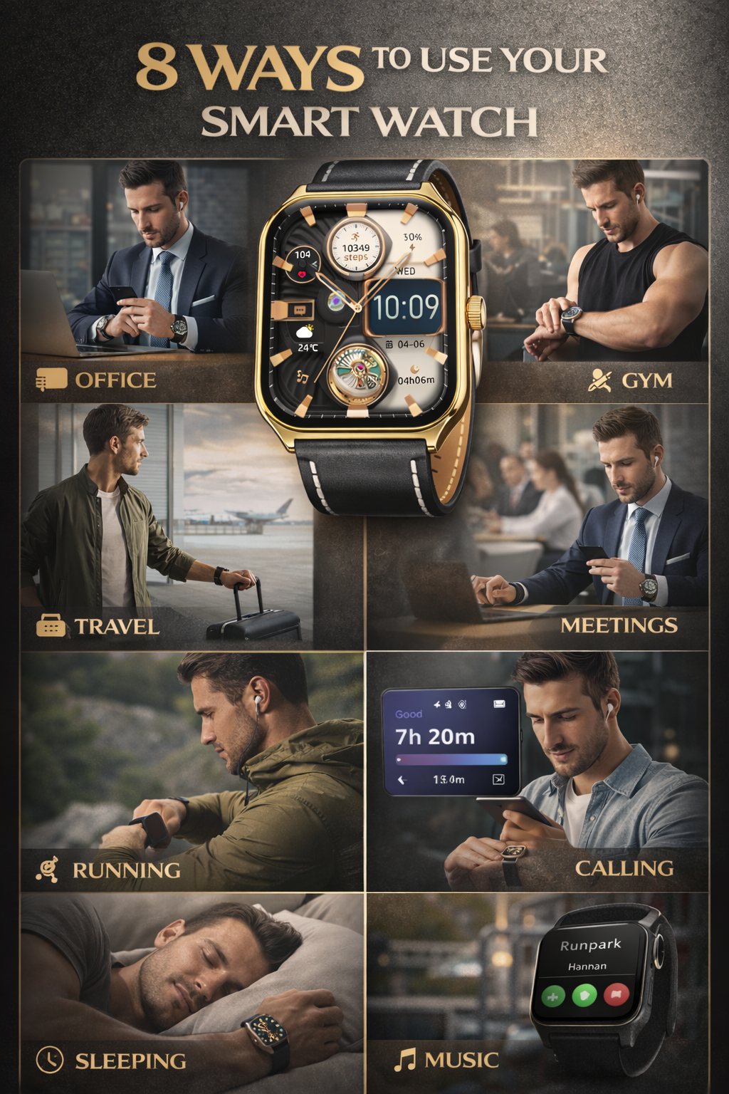 Morrison Luxury Curved AMOLED Smart Watch 1.96'' IP68 Waterproof Bluetooth Call Fitness Tracker