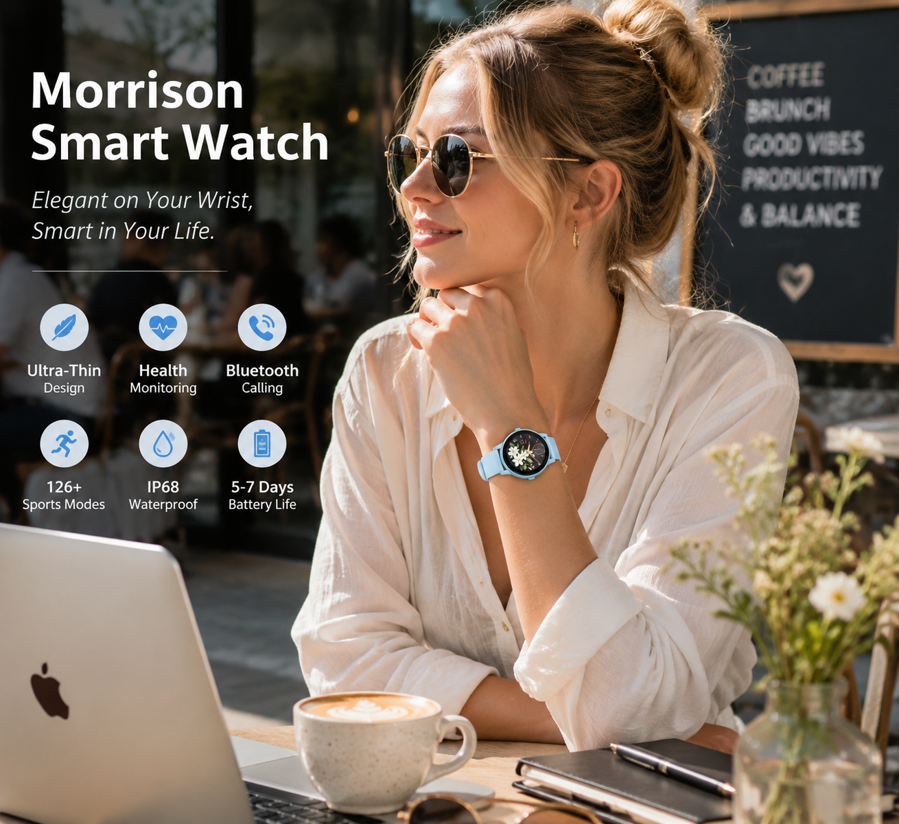 Morrison IP68 Waterproof Fashion Sports Elegant Luxury Smart Watch with Bluetooth Calling