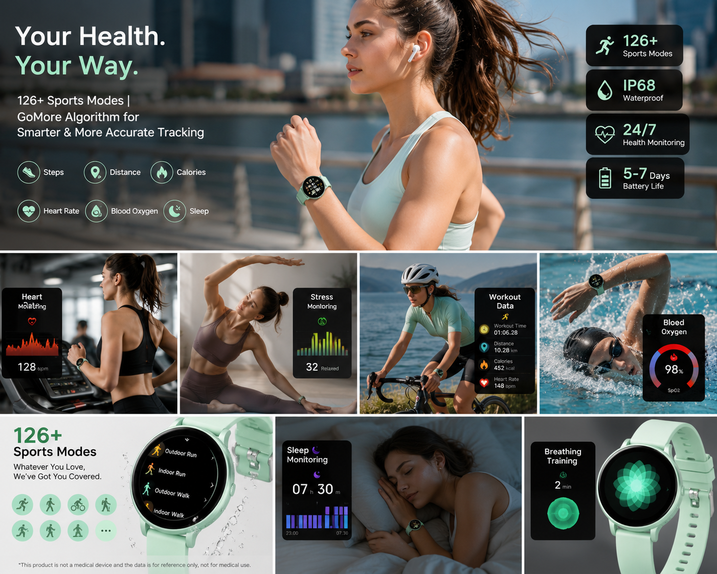 Morrison IP68 Waterproof Touch Screen Fashion Sports Elegant Luxury Smart Watch with Bluetooth Call and 126+ Sport Modes