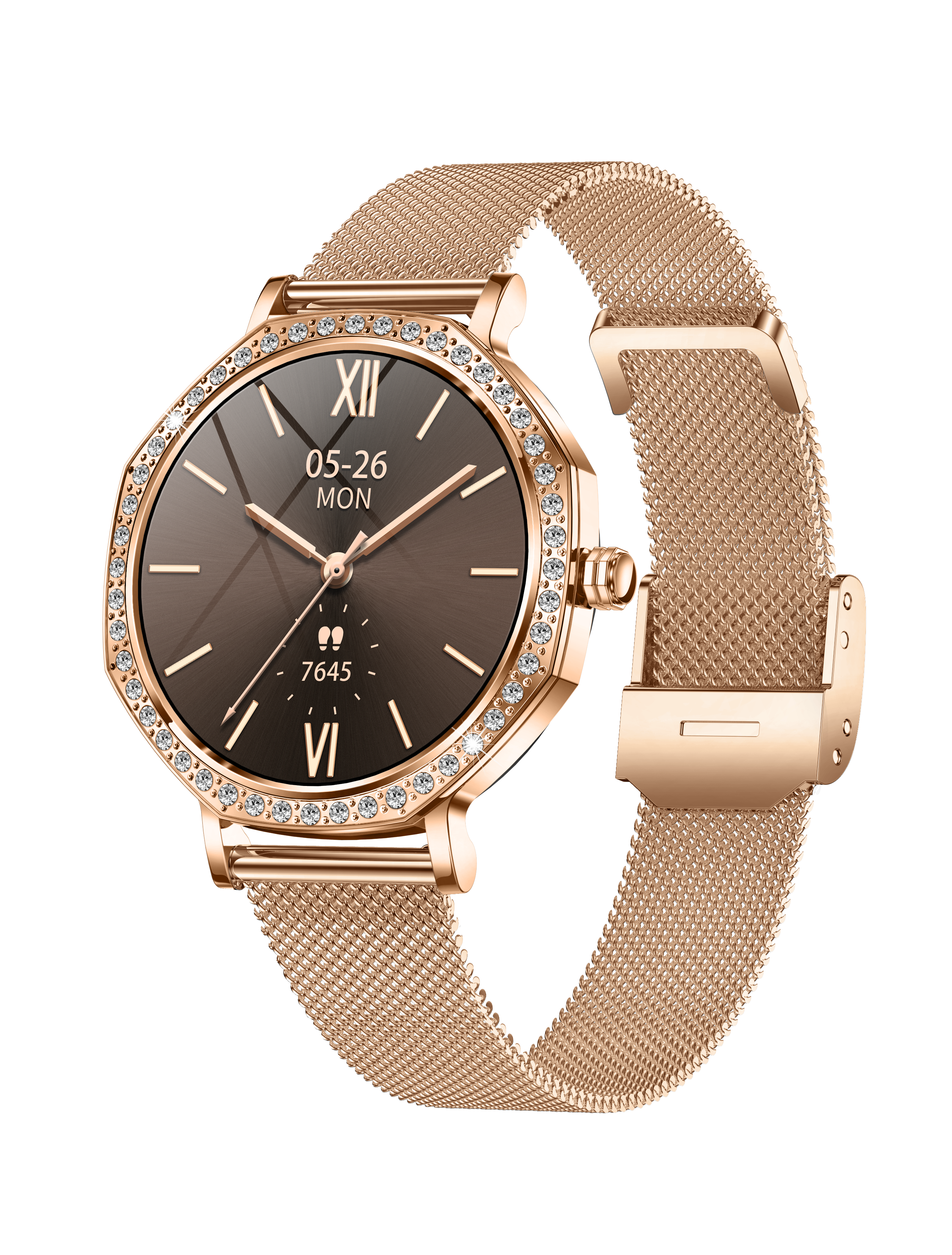 Luxury Ladies Smart Watch with Diamond Bezel, AMOLED Display, AI Voice Assistant & Call Function