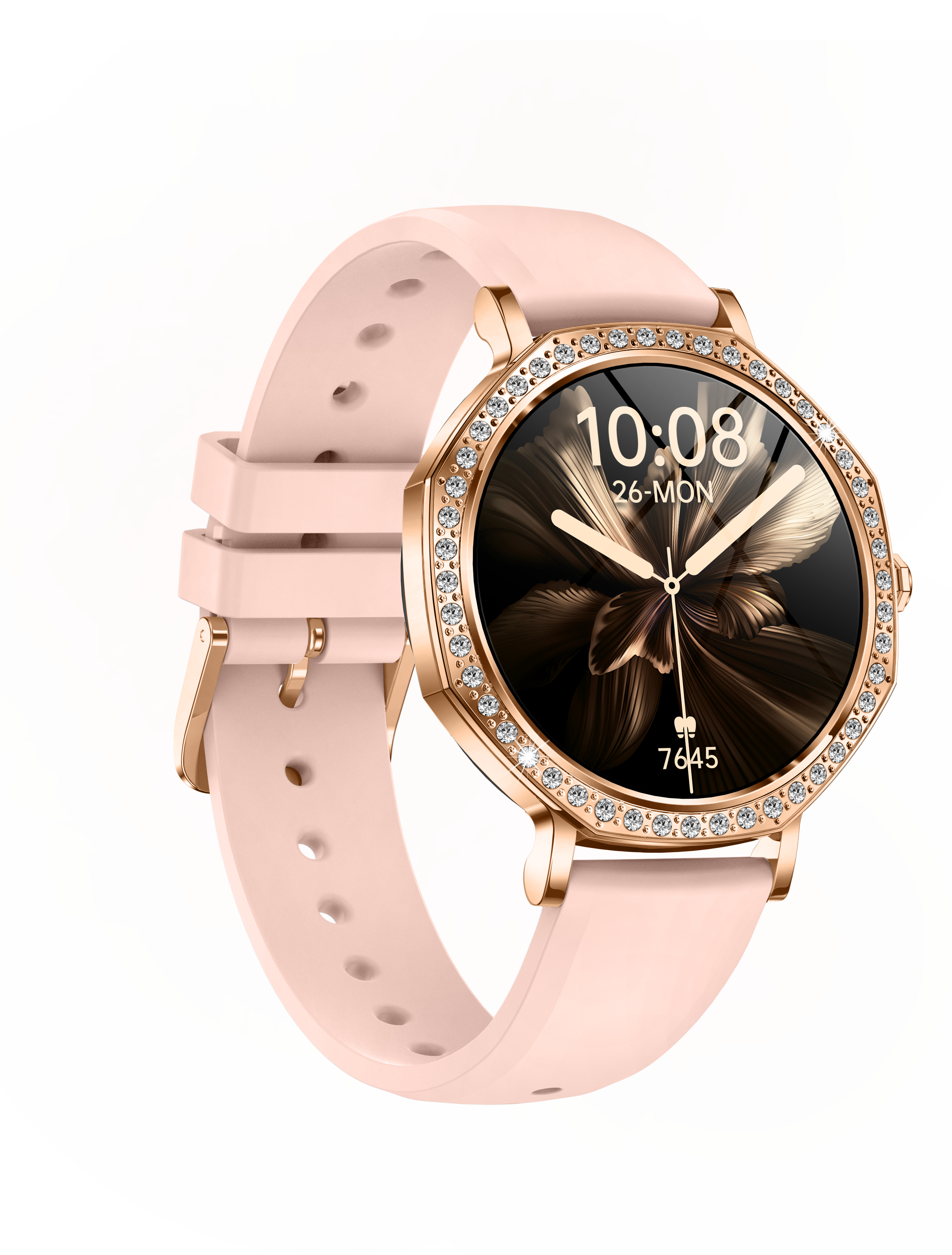 Luxury Women's AI Smartwatch with Diamond Bezel and AMOLED Display