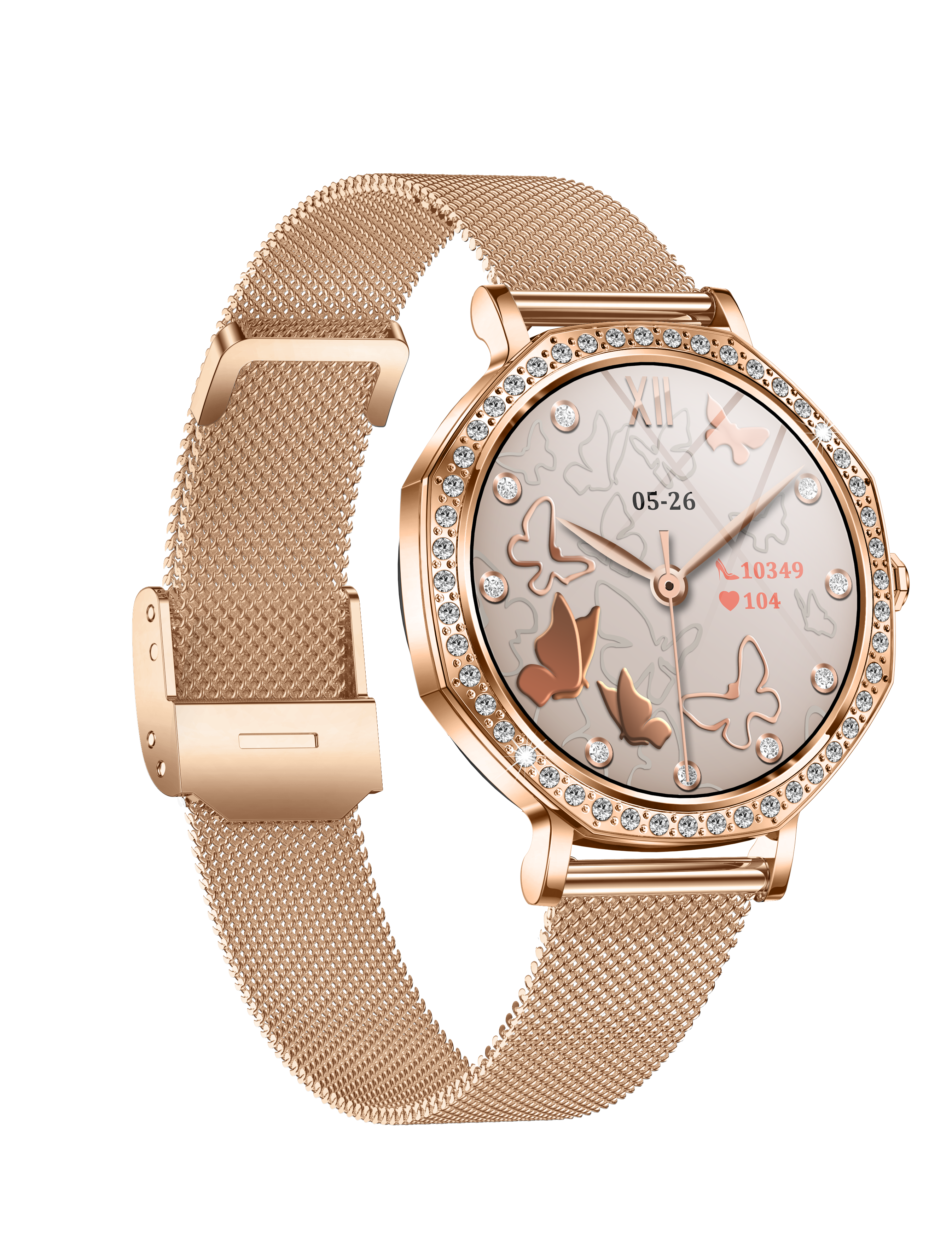 Luxury Ladies Smart Watch with Diamond Bezel, AMOLED Display, AI Voice Assistant & Call Function