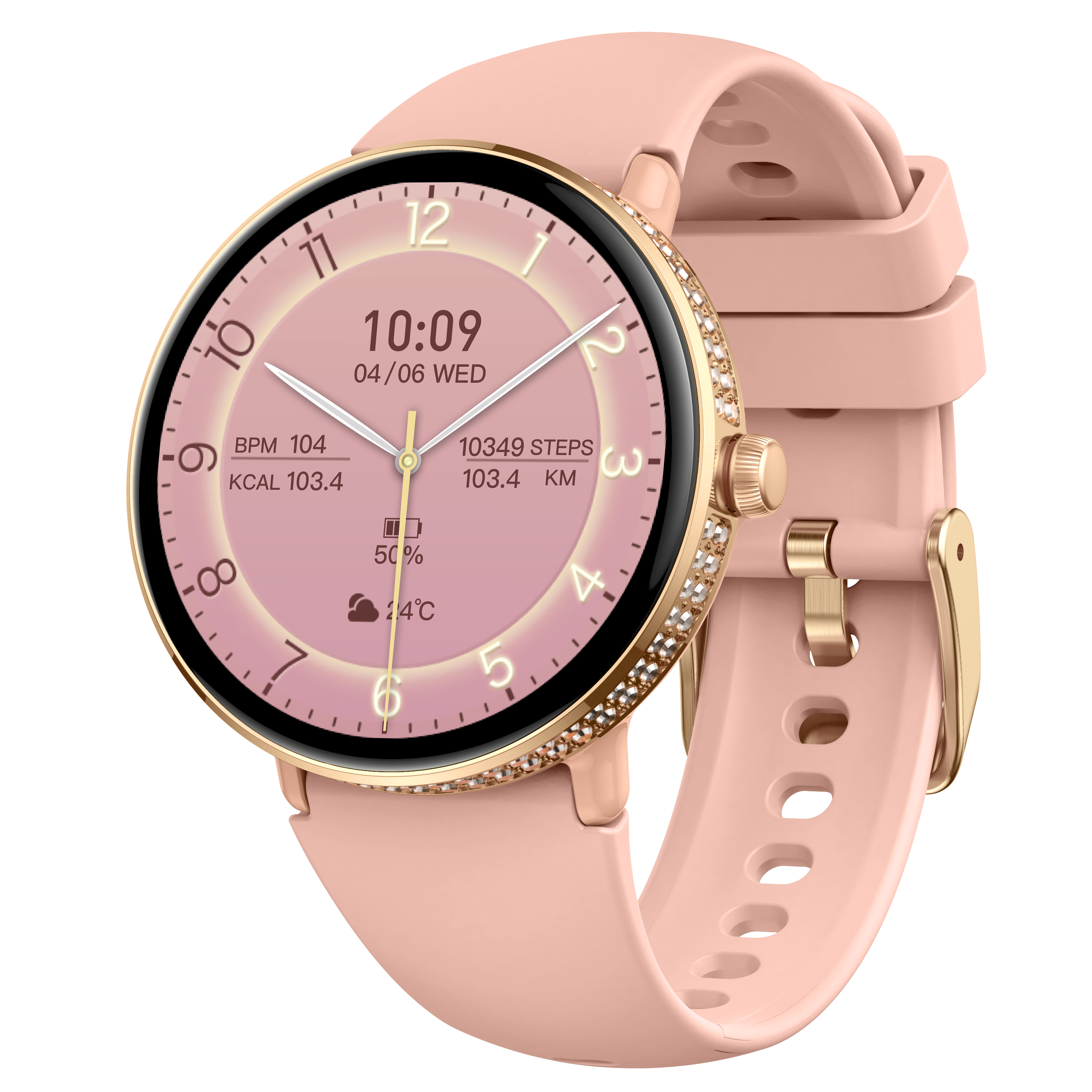 Luxury Women's Diamond-Embedded AMOLED Smartwatch with Calling Function