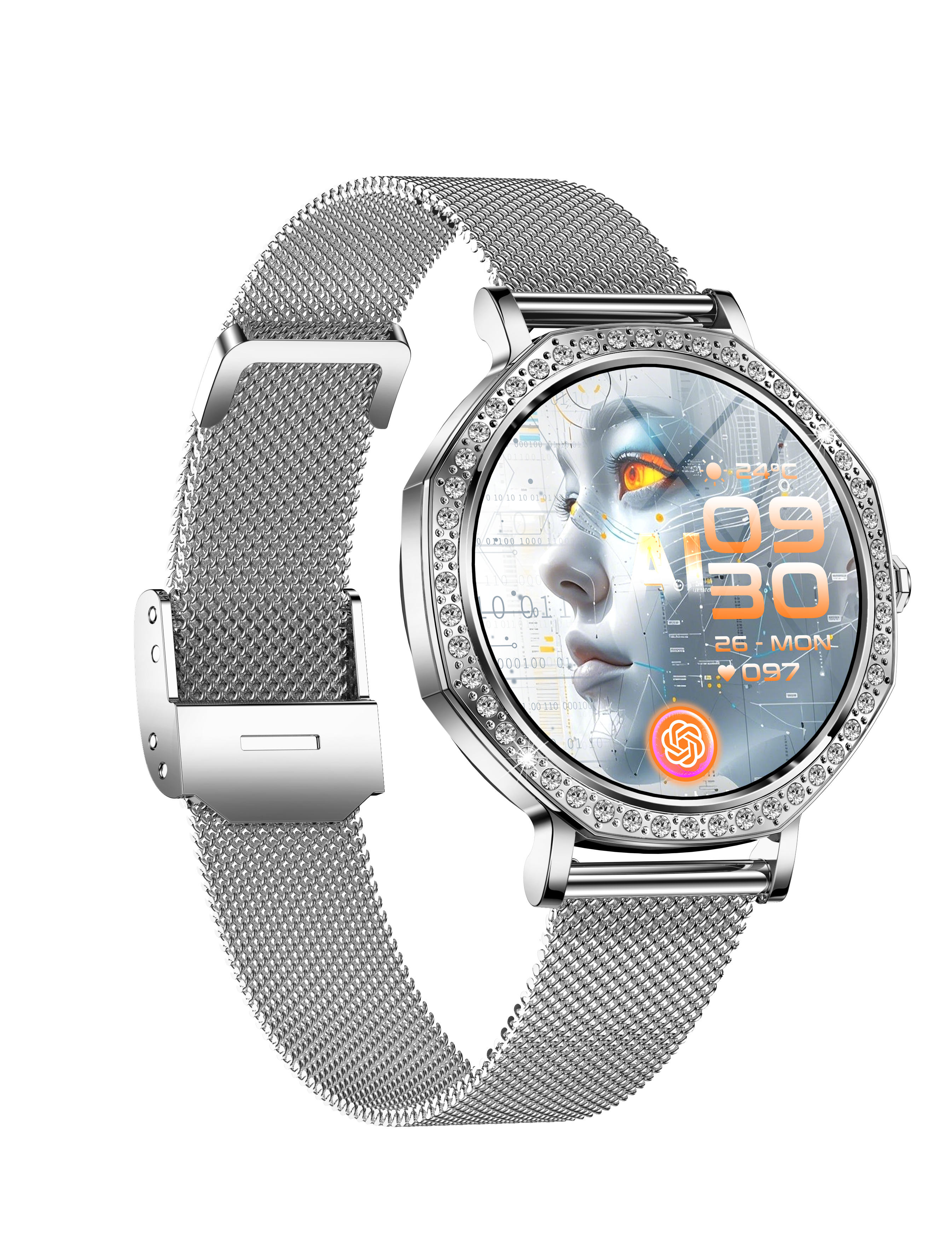 Luxury Diamond Slim Women Smartwatch with AMOLED Display & Voice Assistant