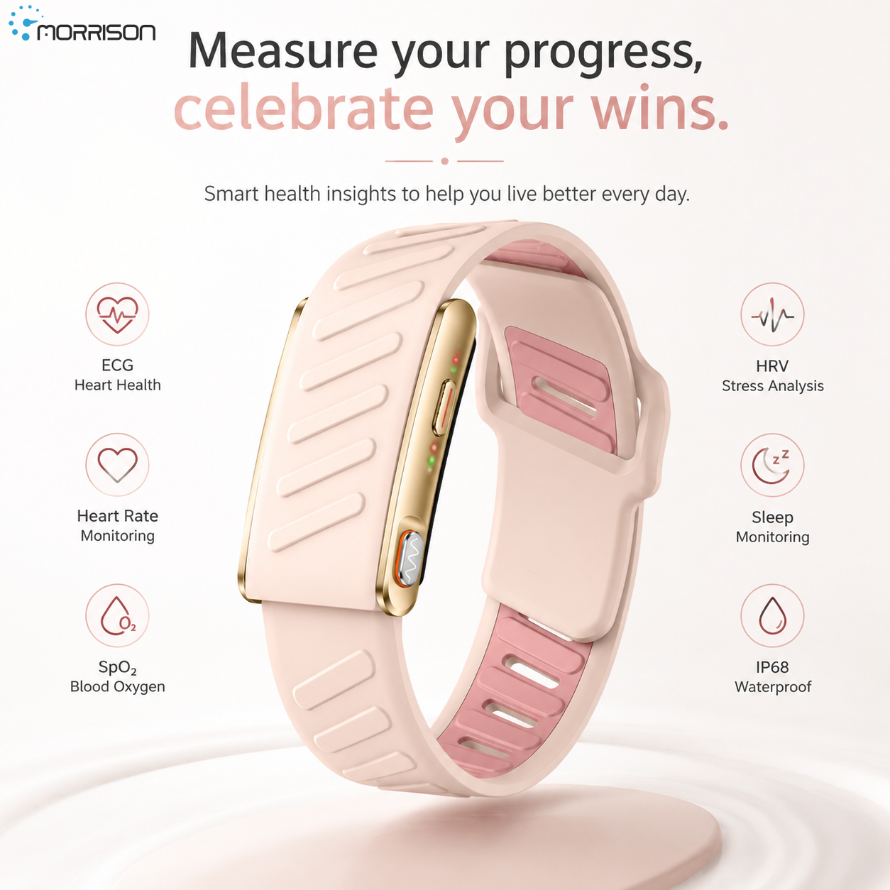 Morrison IP68 Screenless Smart Bracelet with ECG Heart Health Monitoring