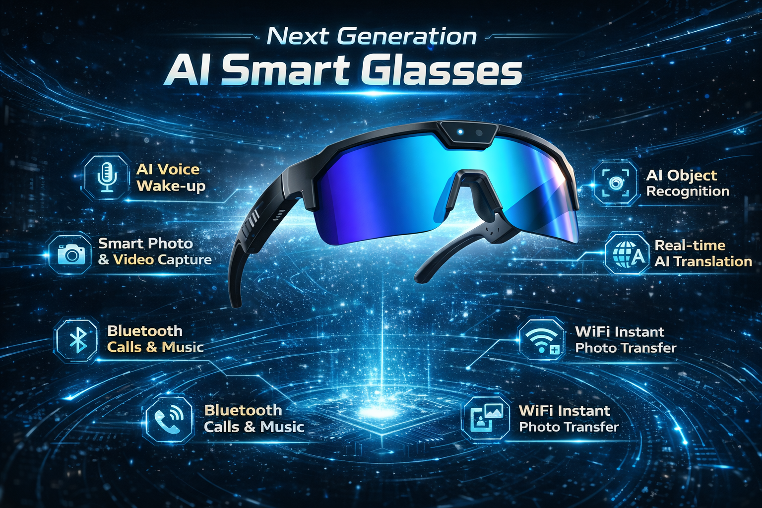 Morrison AI Smart Cycling Glasses 8MP Camera UV400 Bluetooth Audio Recording