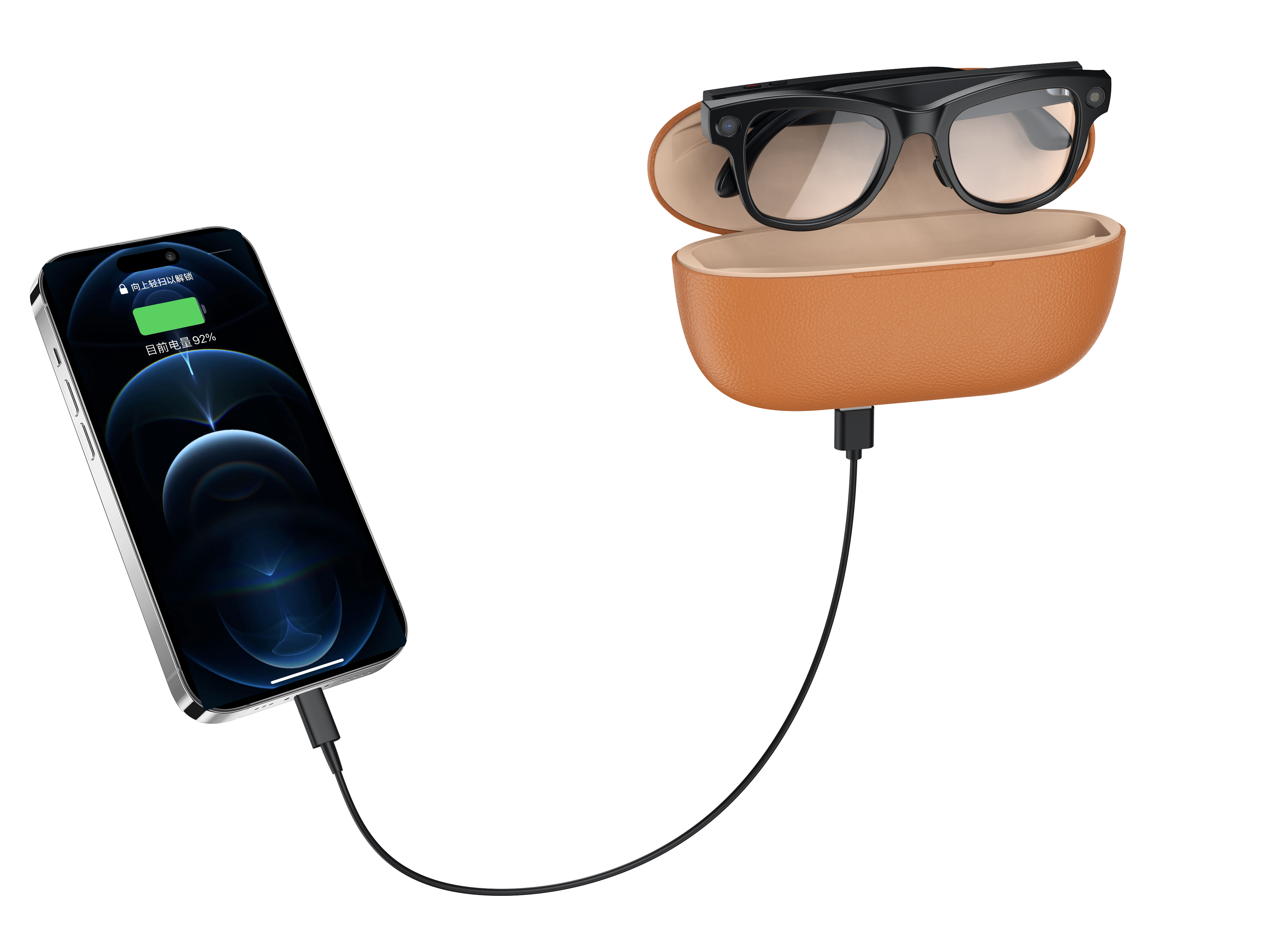 AI Smart Glasses with 8MP Camera, Voice Assistant, Photo Translation, Bluetooth Music, Charging Case
