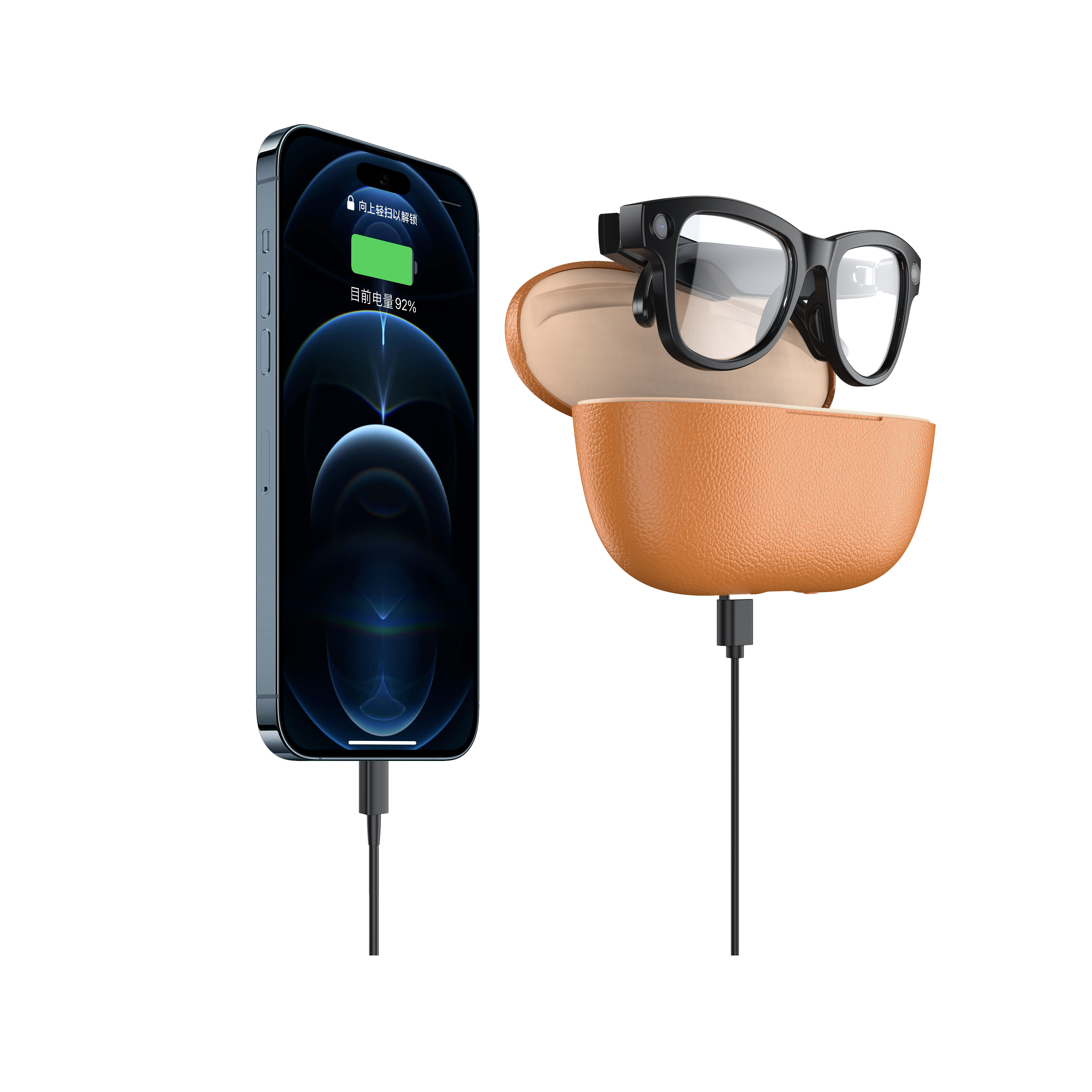 AI Smart Glasses with 8MP Camera, Voice Assistant, Photo Translation, Bluetooth Music, Charging Case