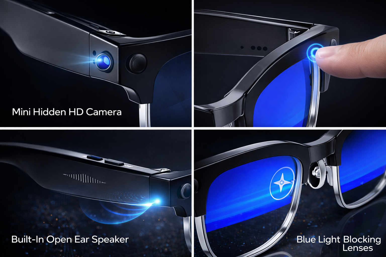 Morrison AI Smart Glasses with 8MP Camera OIS Bluetooth Call WiFi Photo Transfer